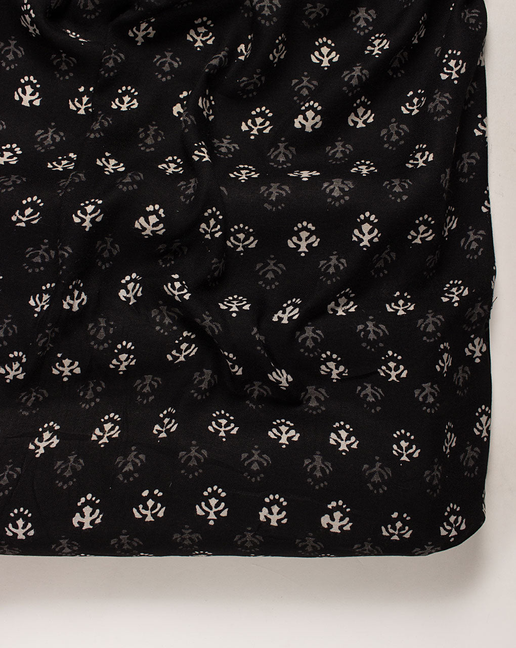 ( Pre Cut 1.25 MTR ) Monochrome Hand Block Rayon Dobby Fabric