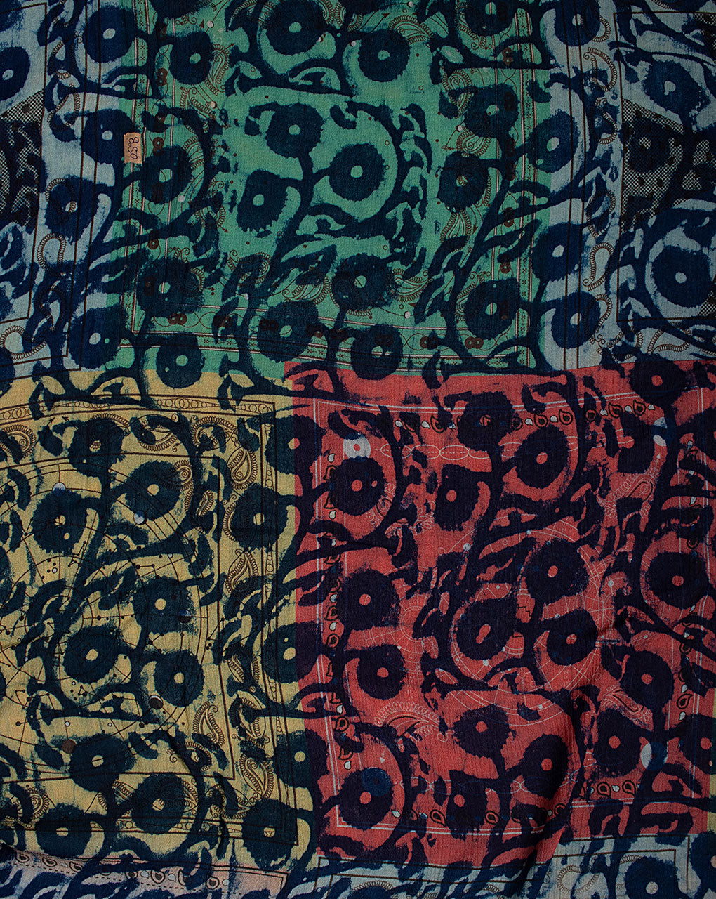 Indigo Hand Block Rayon Crepe Fabric