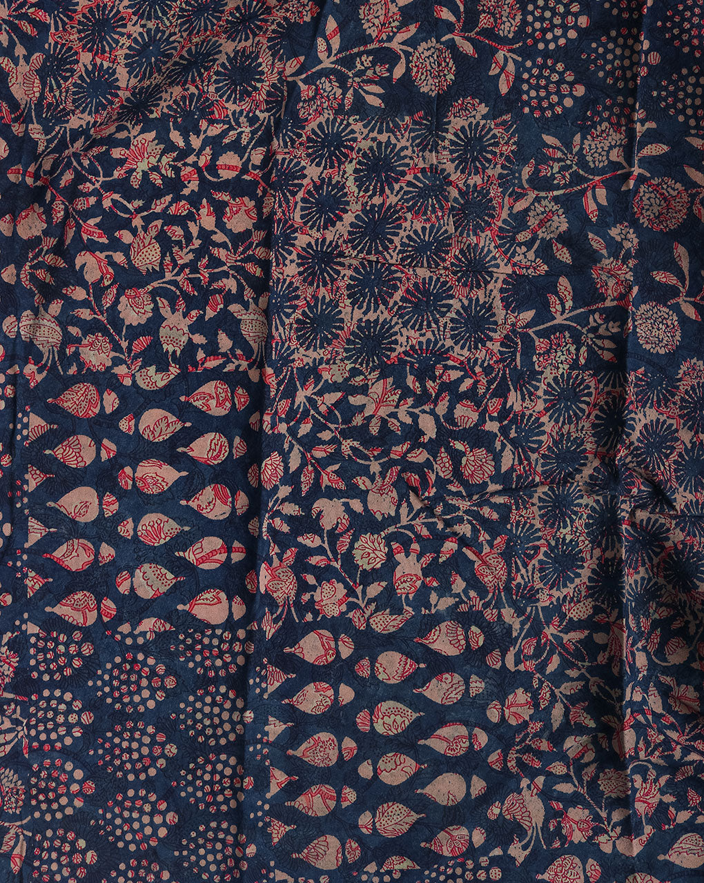 Indigo Hand Block Rayon Fabric ( Width 40 Inch )