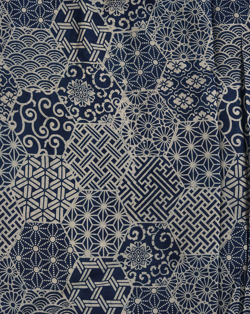 Indigo Hand Block Rayon Fabric ( Width 42 Inch )