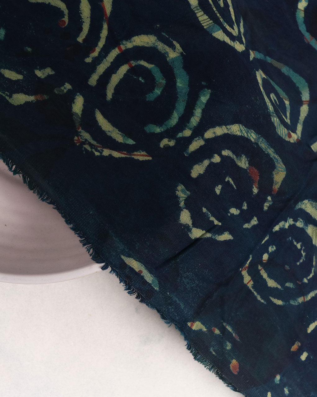 Indigo Hand Bloc Twill Tencel Fabric ( Width 58 Inch )
