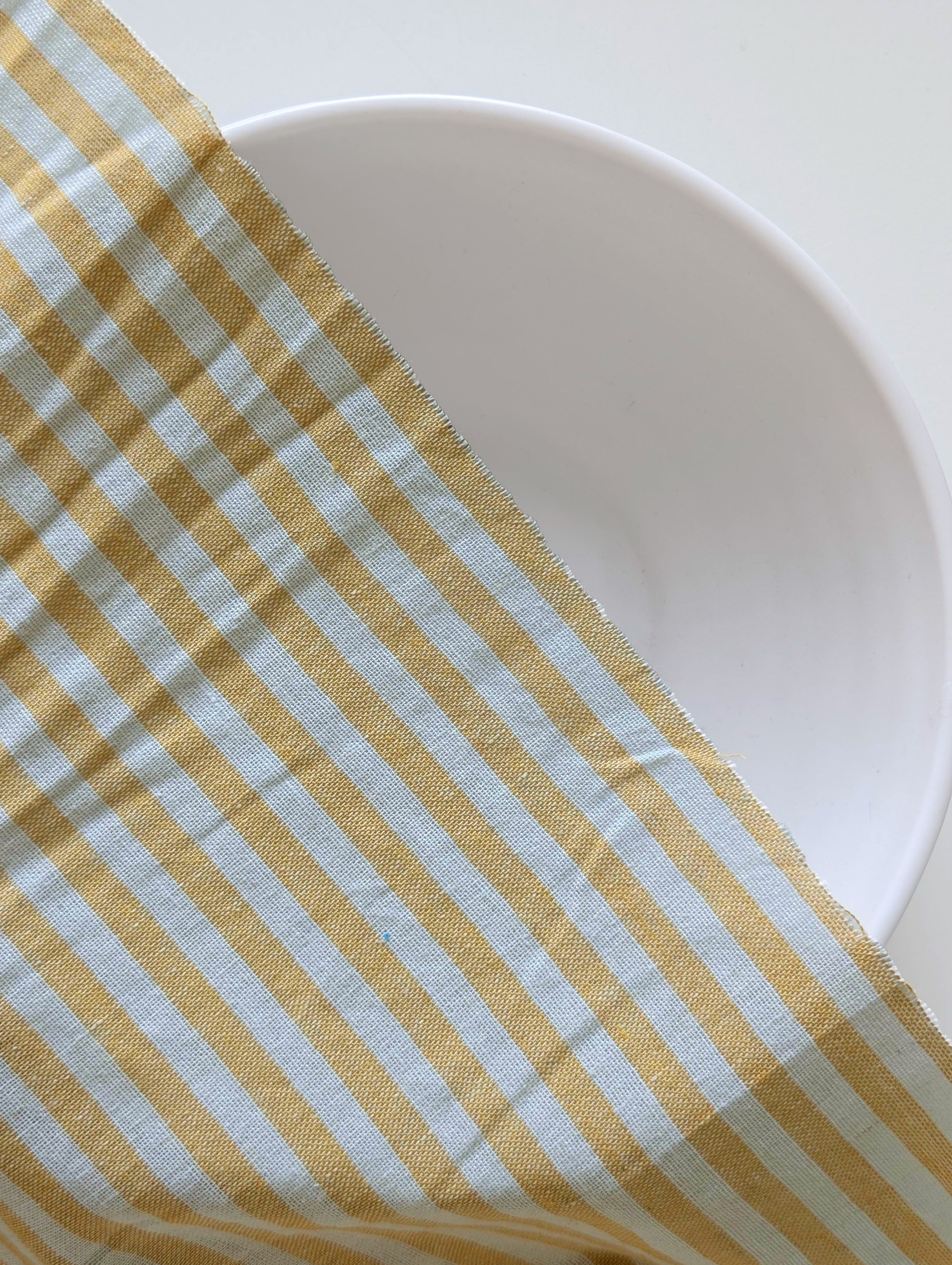 Yellow Stripes Blended Cotton Yarn Dyed Fabric 60"