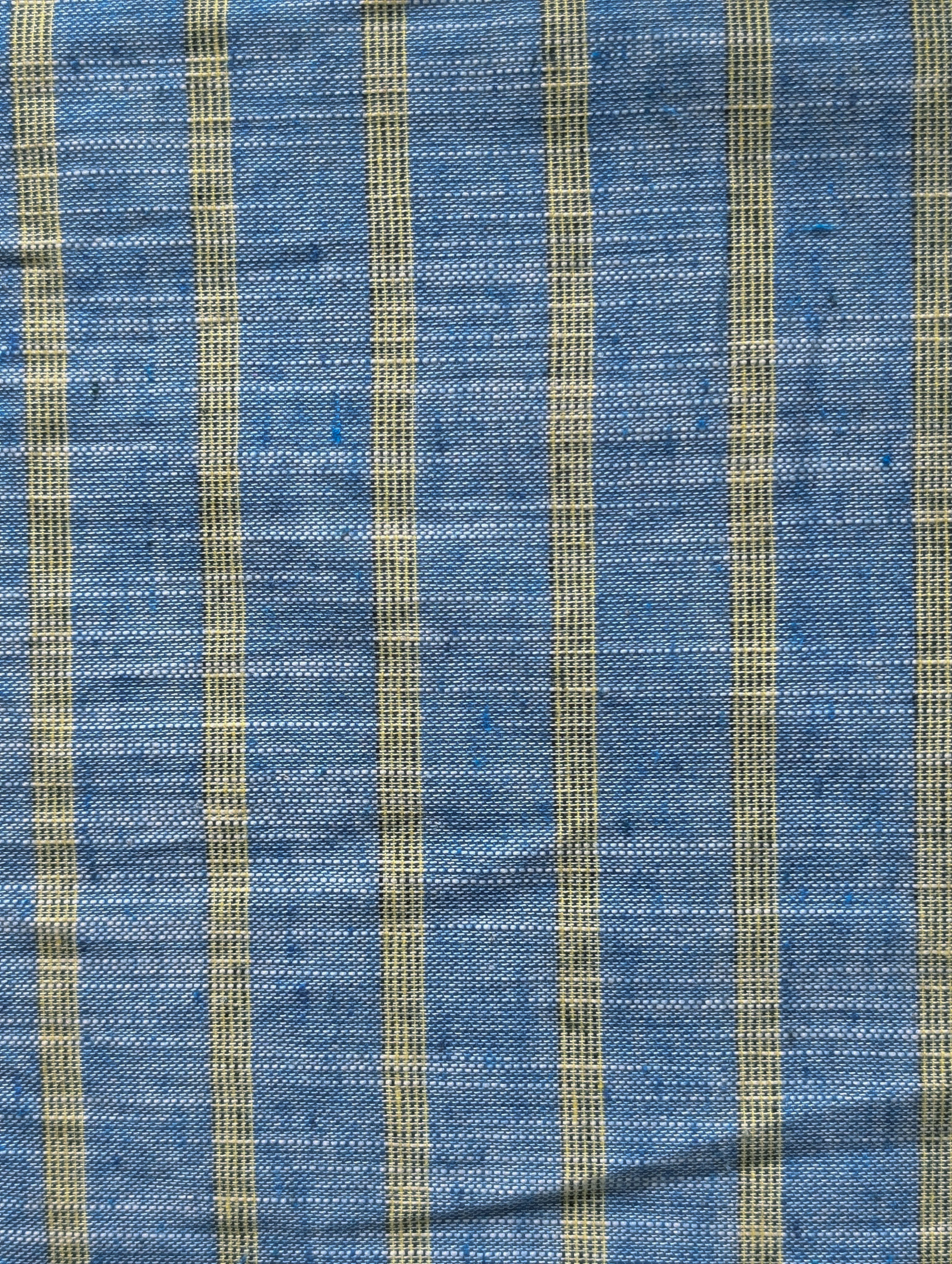 Blue Stripes Slub Blended Cotton Yarn Dyed Fabric