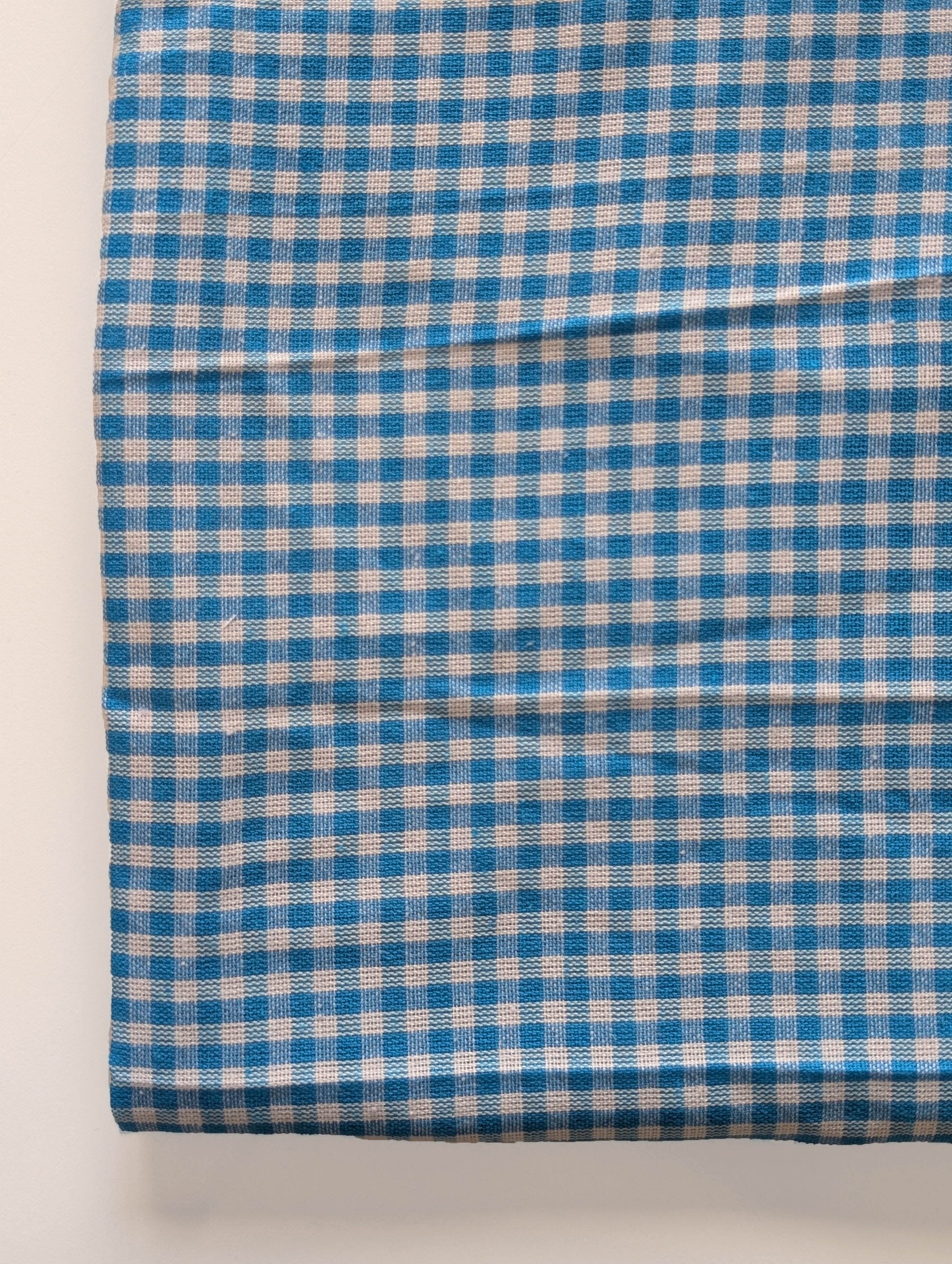Blue Ckecks Blended Cotton Yarn Dyed Fabric 60"
