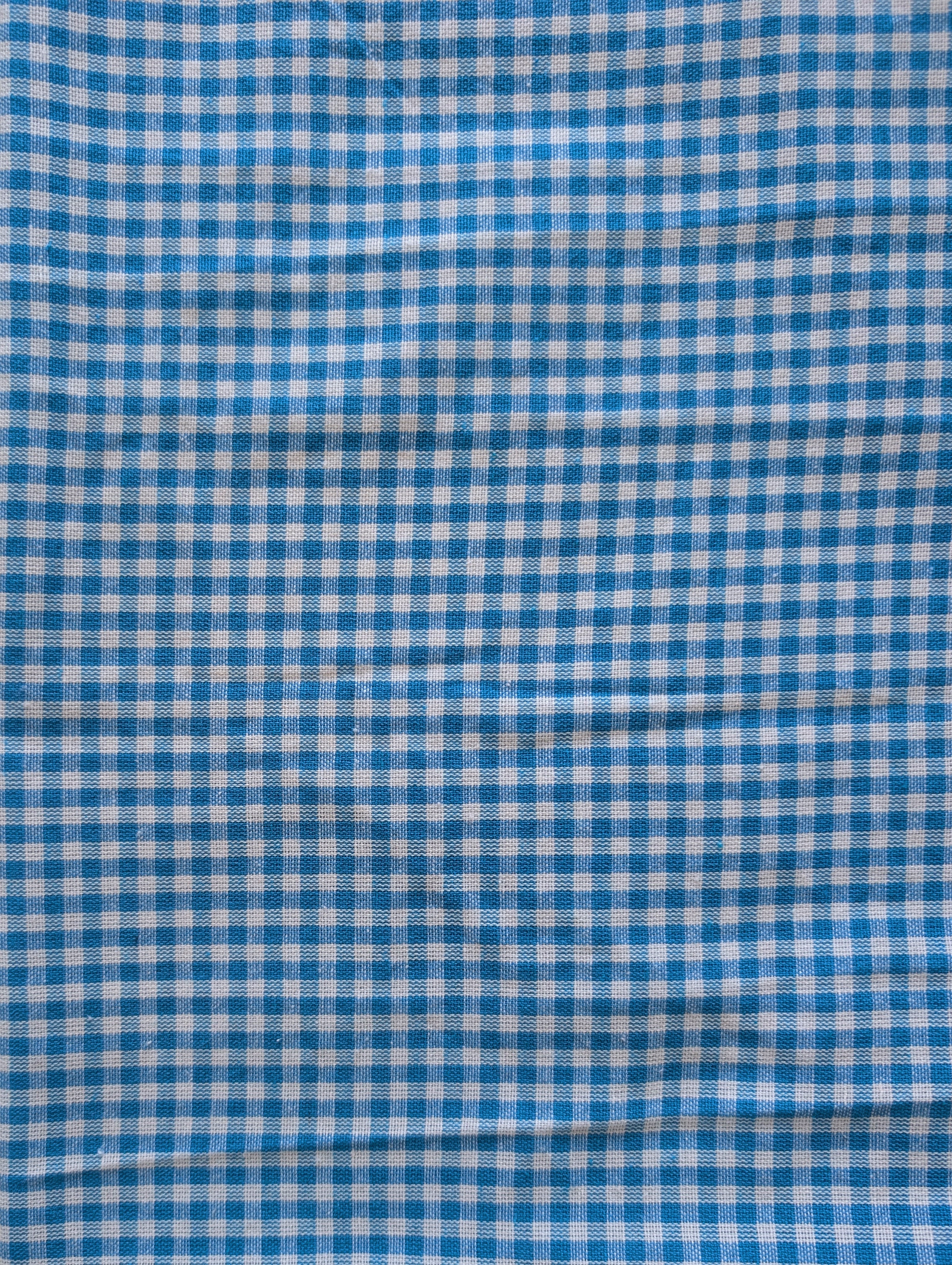 Blue Ckecks Blended Cotton Yarn Dyed Fabric 60"