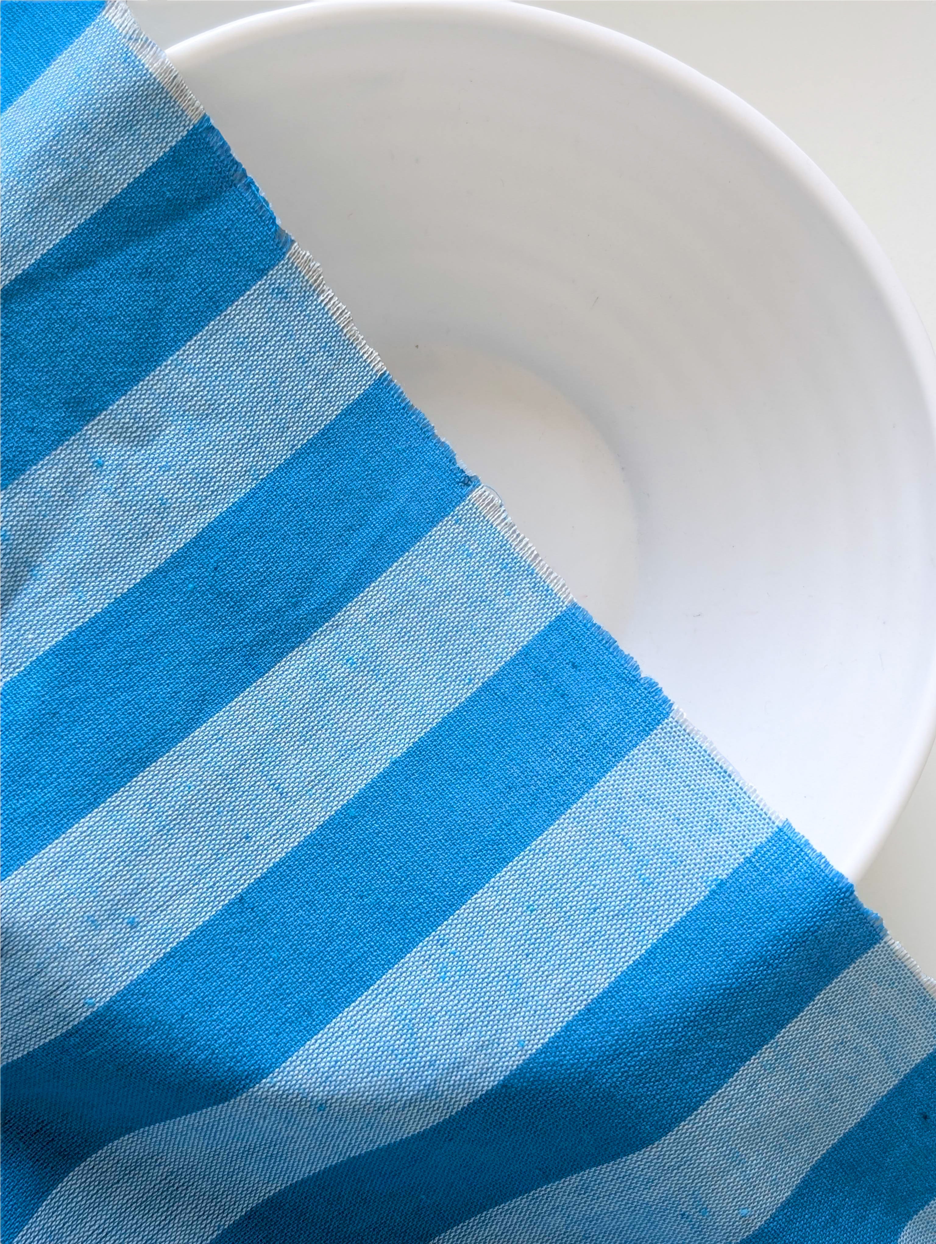 Turquoise Stripes Blended Cotton Yarn Dyed Fabric