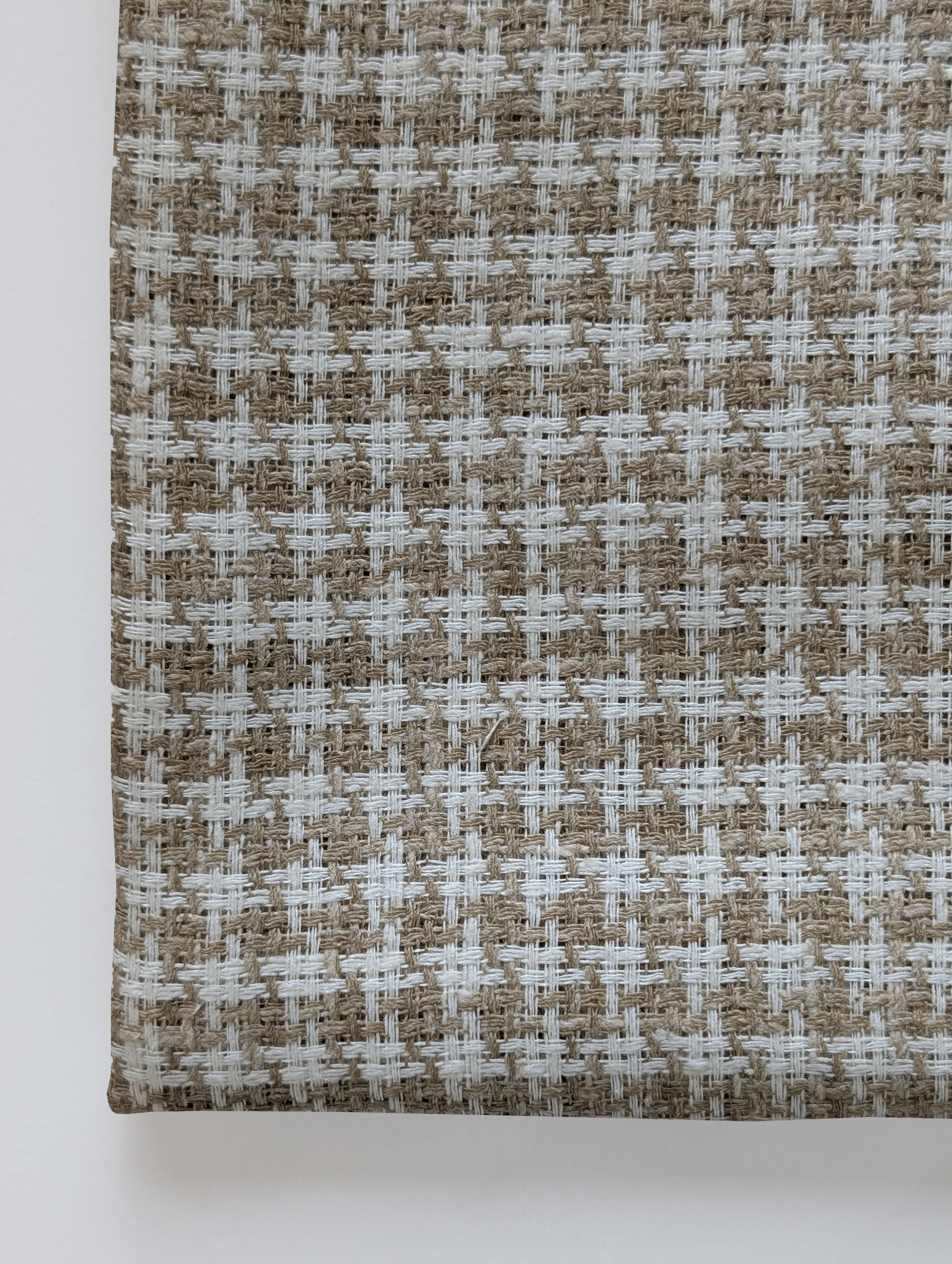 Beige Geometric Loom Textured Blended Cotton Yarn Dyed Fabric 56"