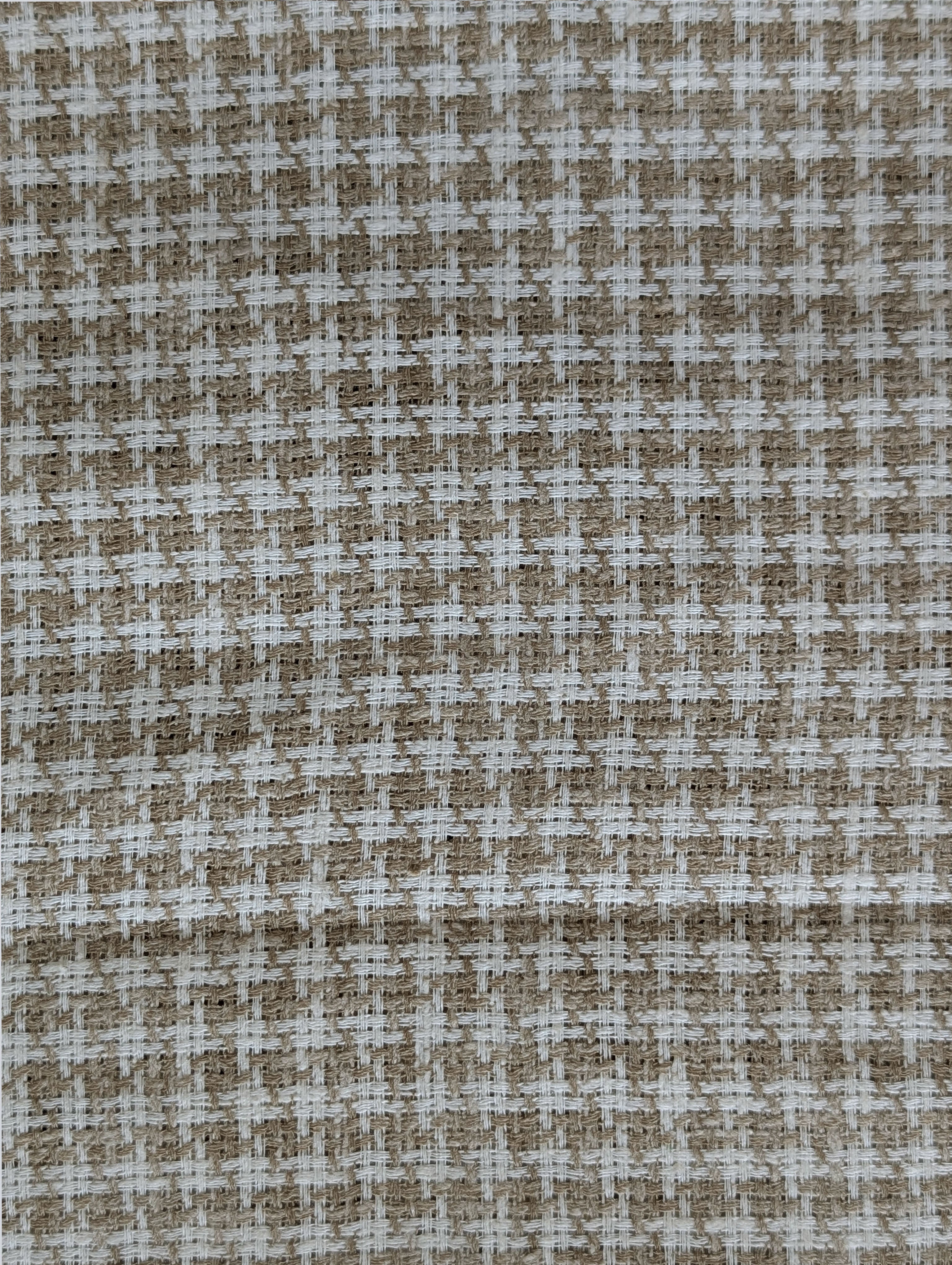 Beige Geometric Loom Textured Blended Cotton Yarn Dyed Fabric 56"