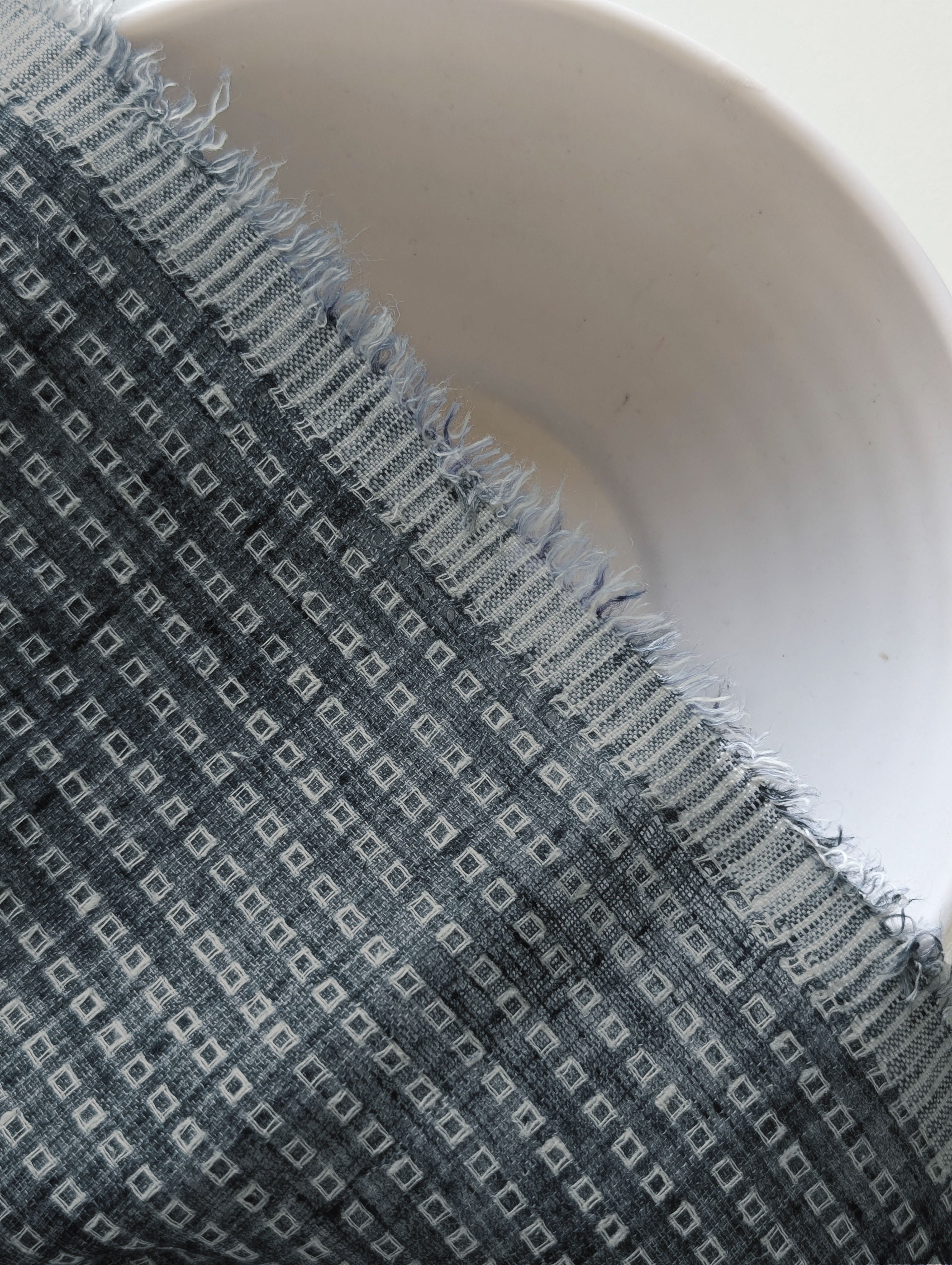 Grey Dobby Loom Textured Blended Cotton Yarn Dyed Fabric 58"
