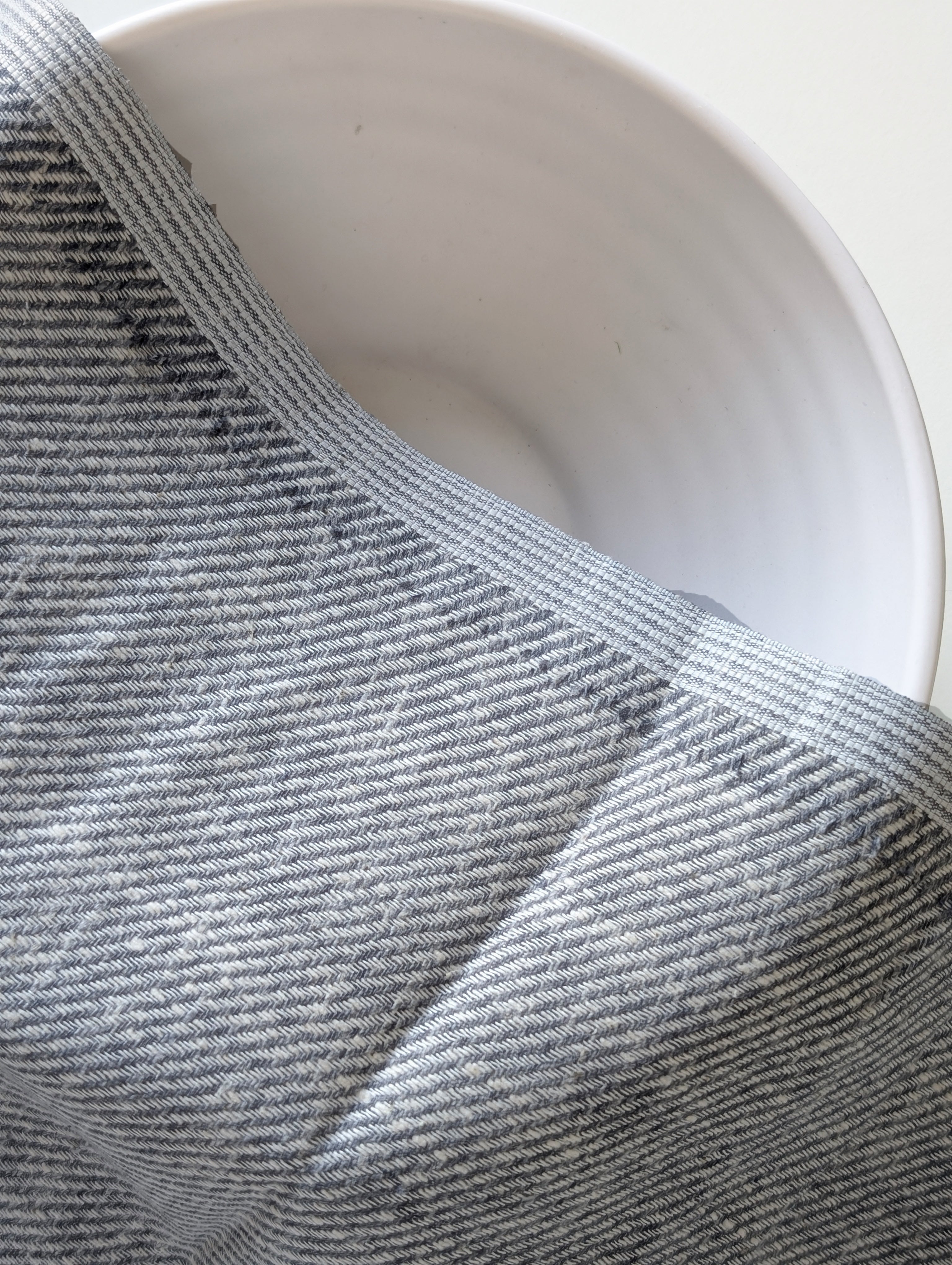 Grey Stripes Loom Textured Blended Cotton Yarn Dyed Fabric 58"