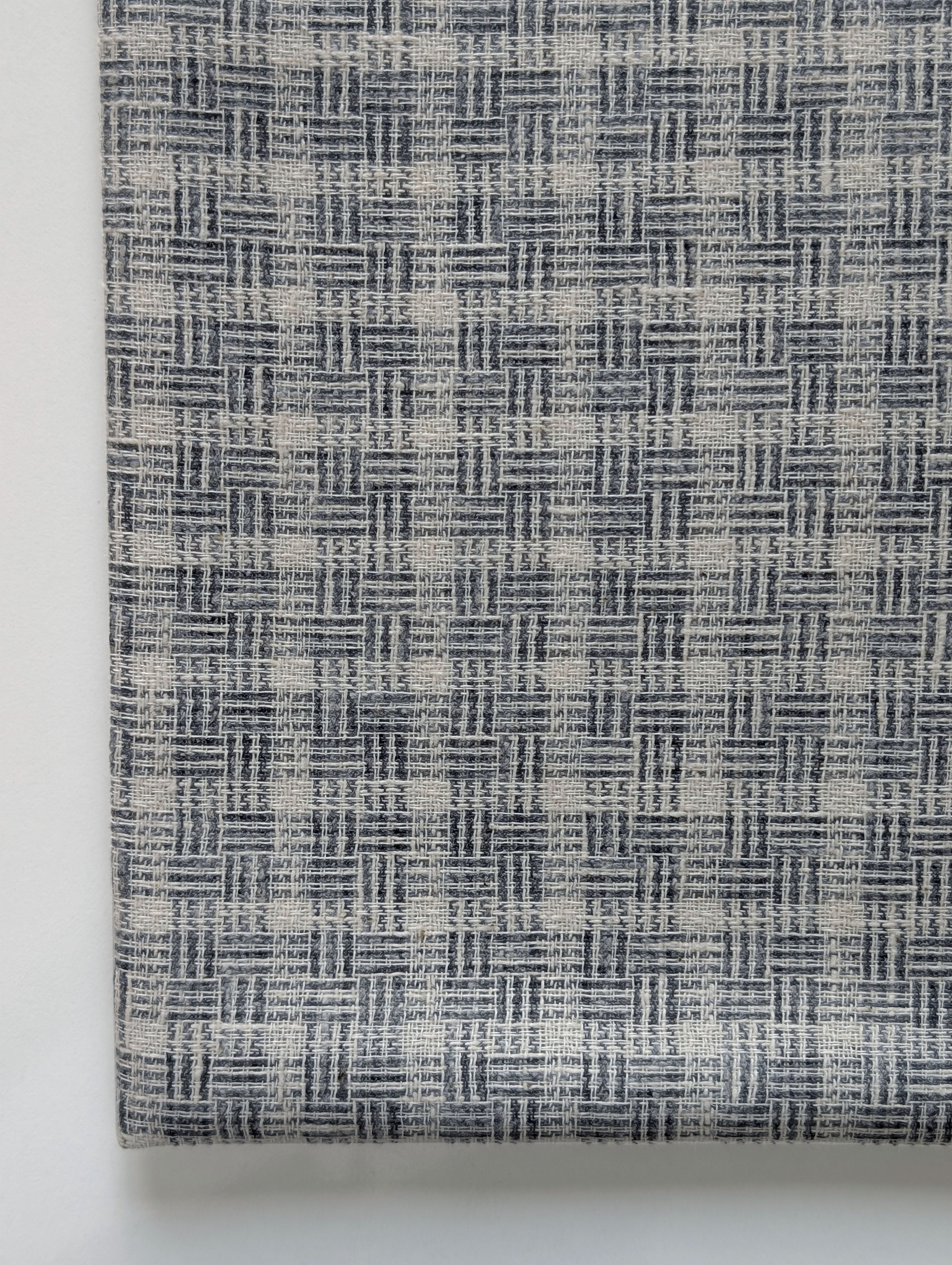 Grey Checks Loom Textured Blended Cotton Yarn Dyed Fabric 56"