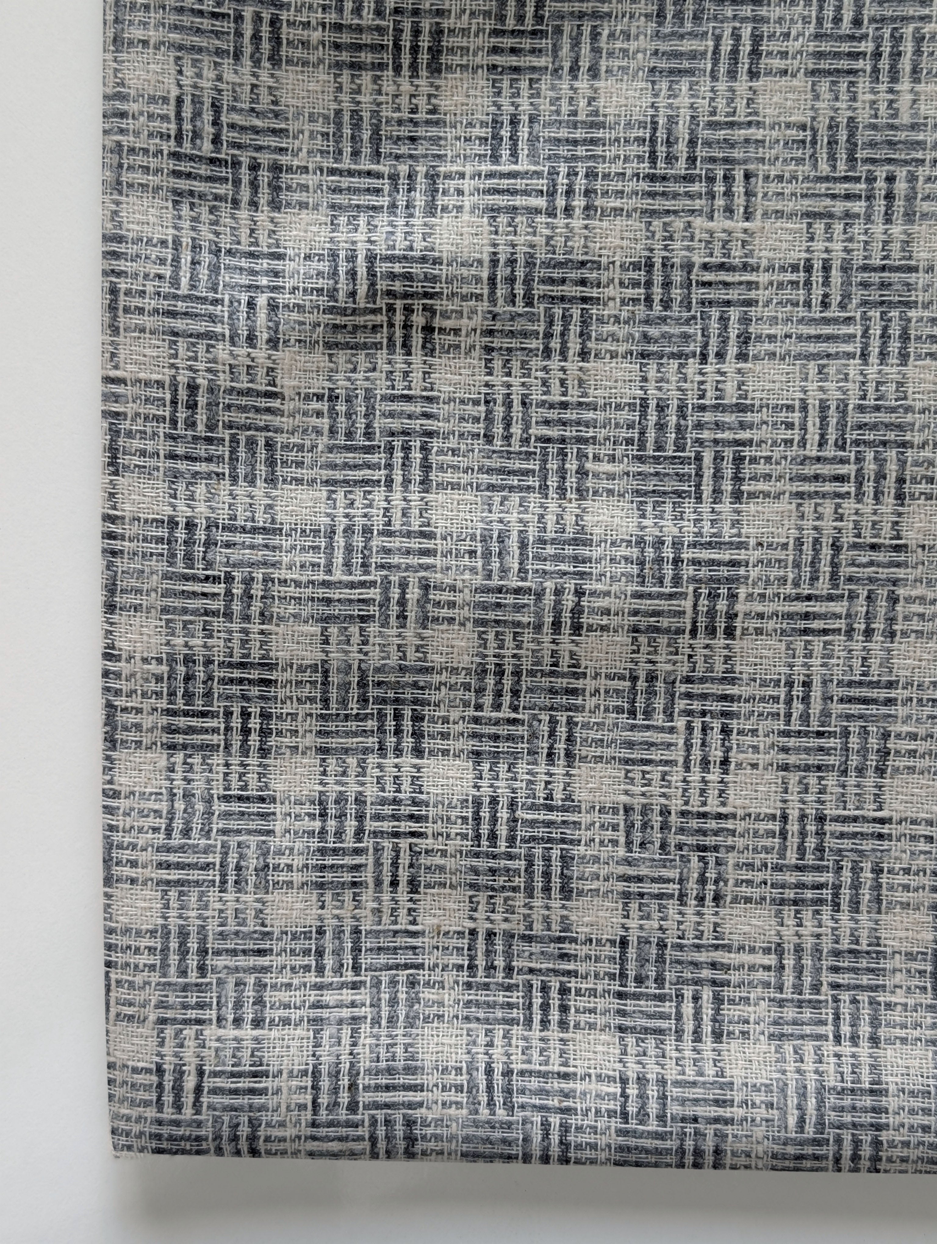 Grey Checks Loom Textured Blended Cotton Yarn Dyed Fabric 56"