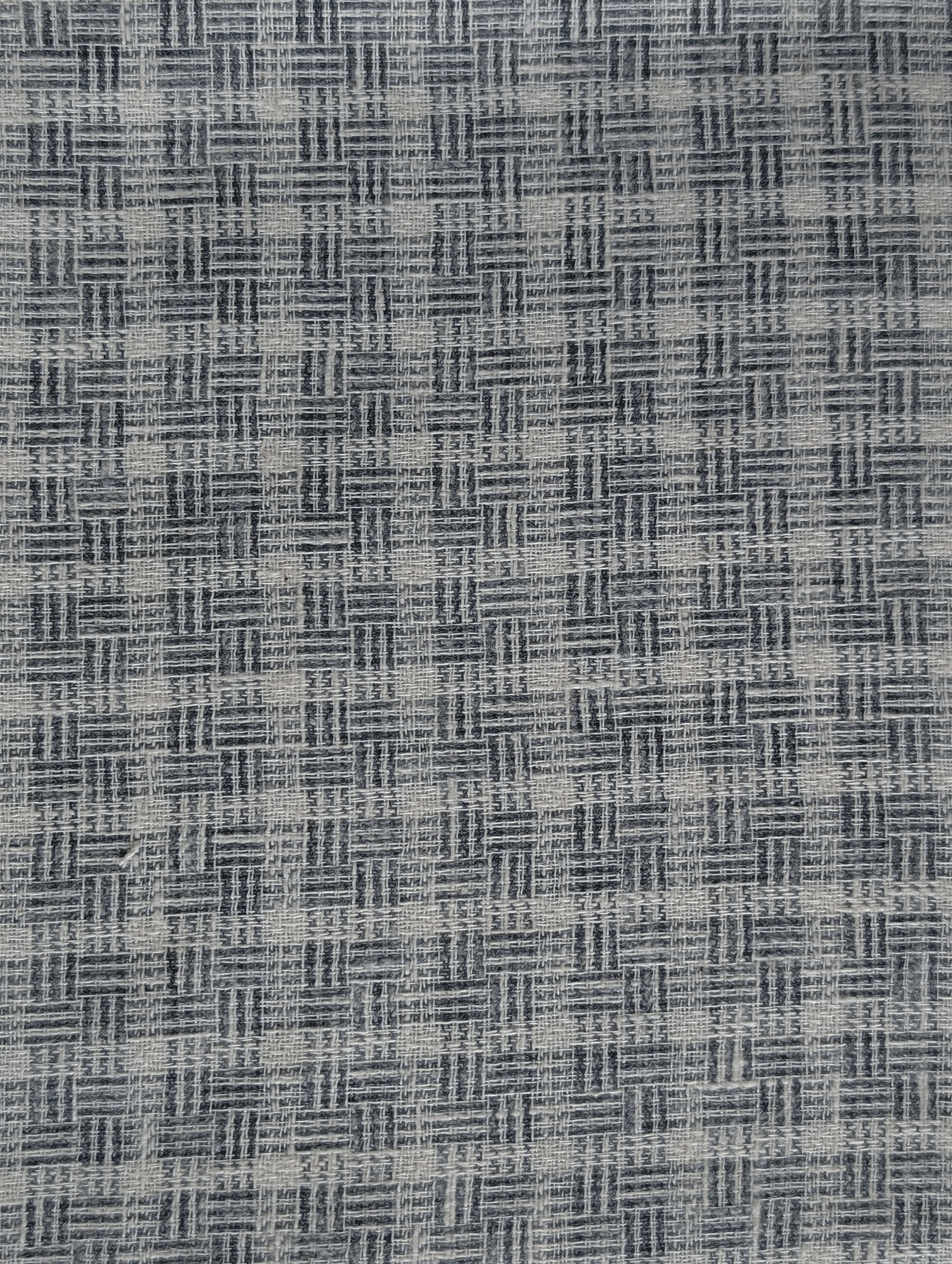 Grey Checks Loom Textured Blended Cotton Yarn Dyed Fabric 56"