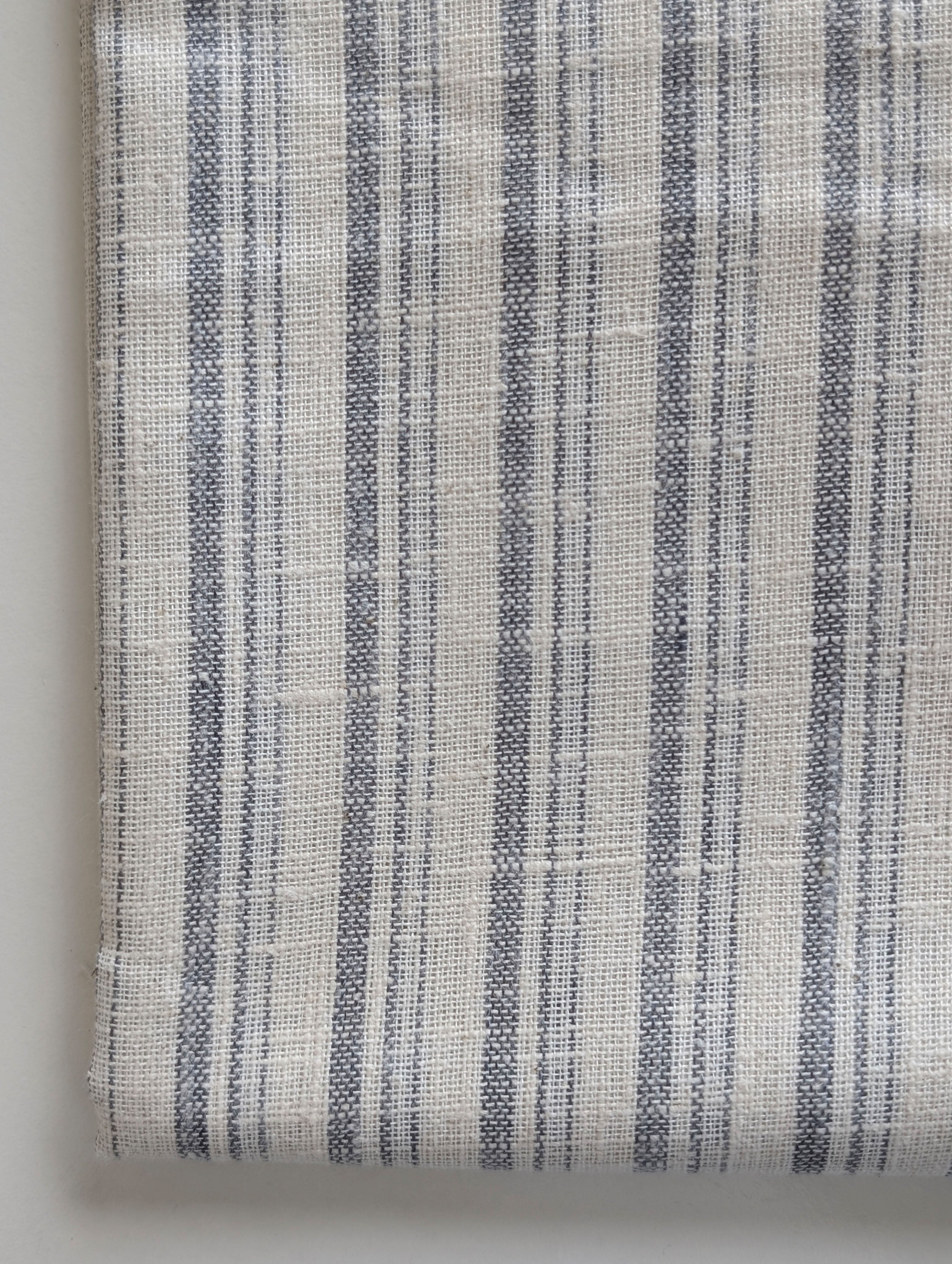 Grey Stripes Loom Textured Blended Cotton Yarn Dyed Fabric 58"