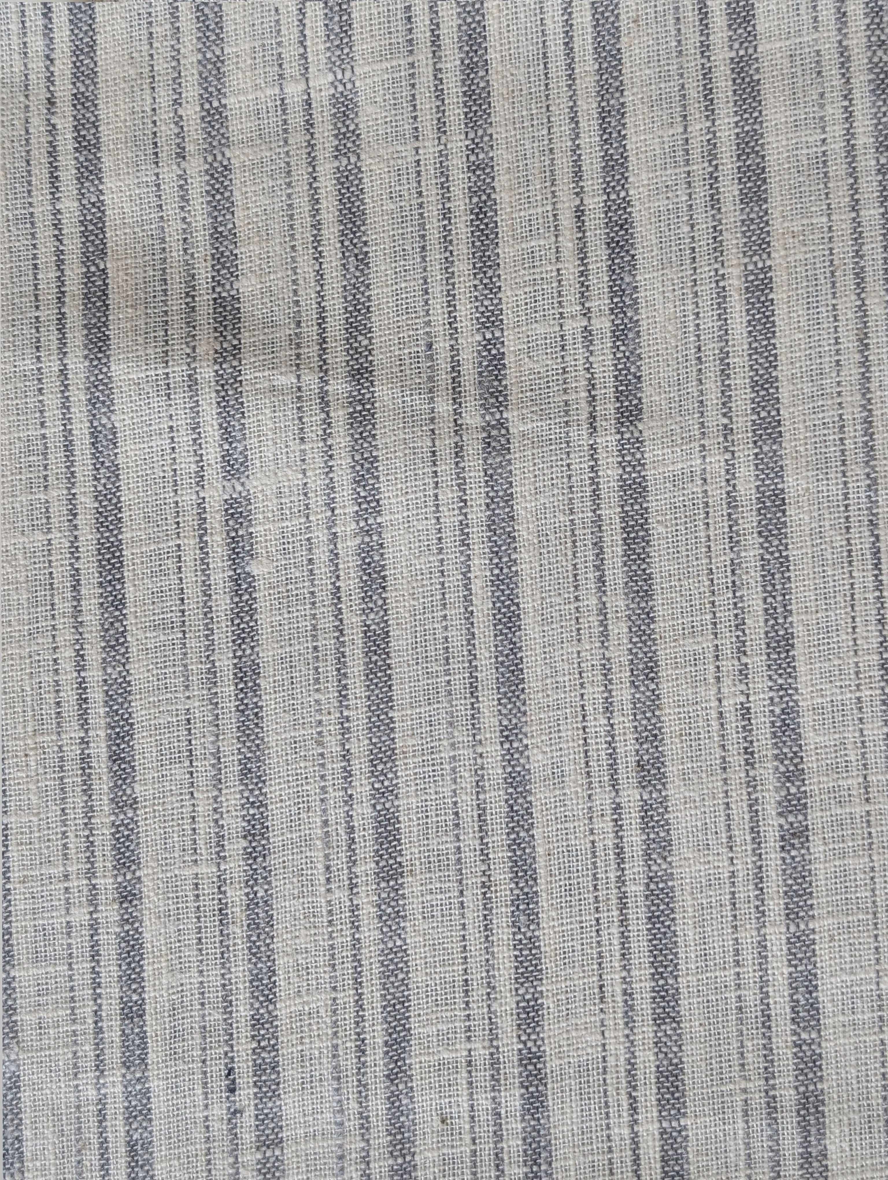 Grey Stripes Loom Textured Blended Cotton Yarn Dyed Fabric 58"