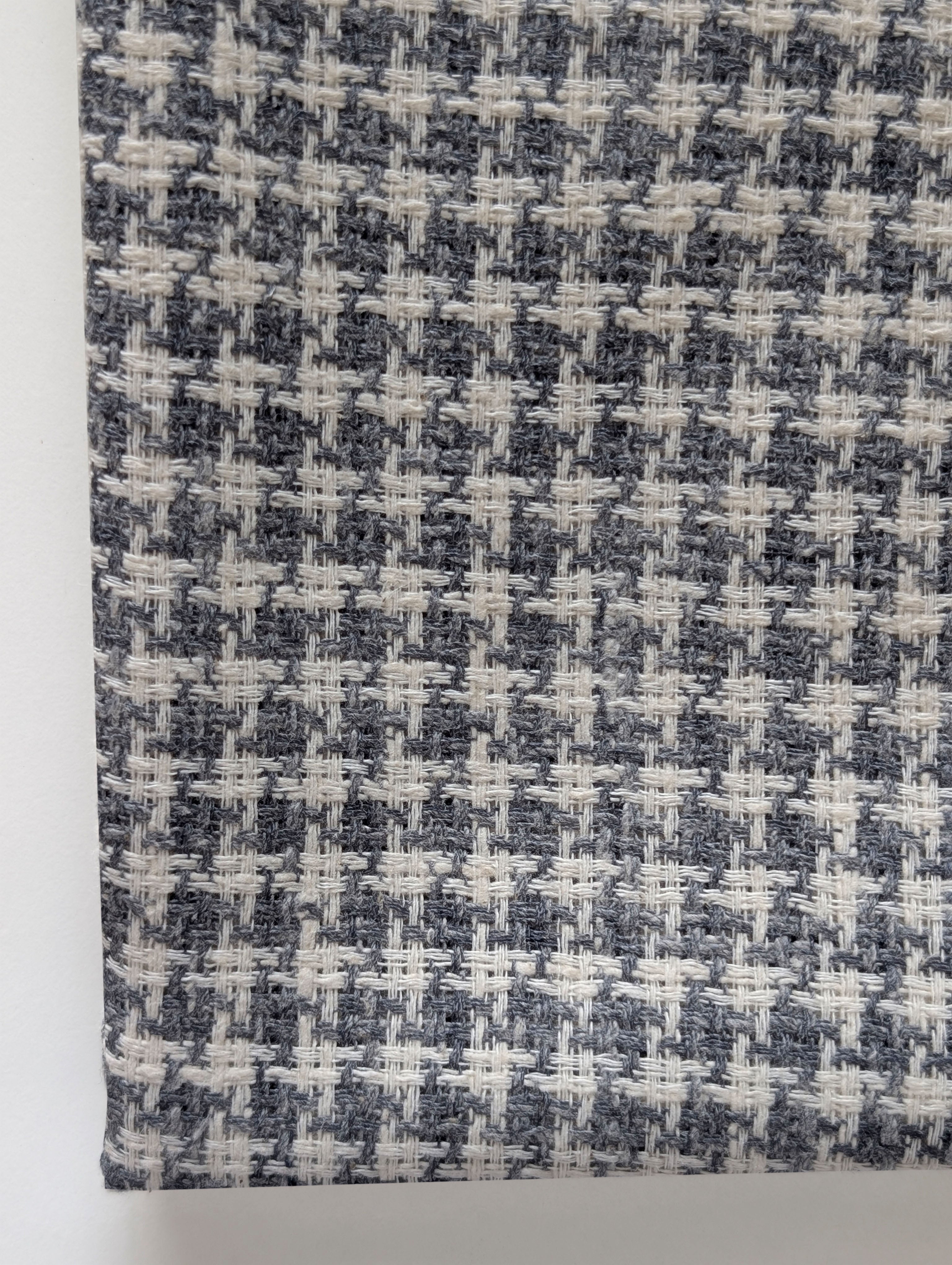 Grey Geometric Loom Textured Blended Cotton Yarn Dyed Fabric 58"