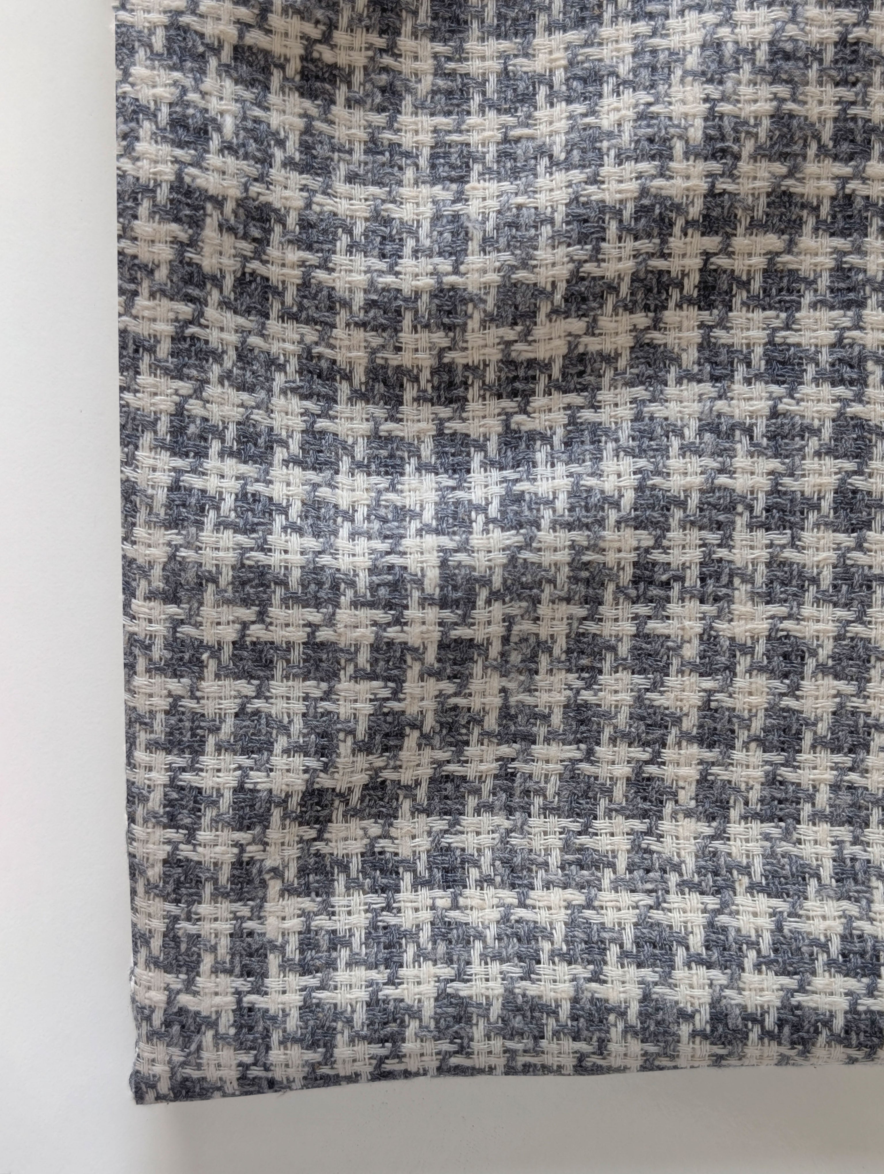 Grey Geometric Loom Textured Blended Cotton Yarn Dyed Fabric 58"