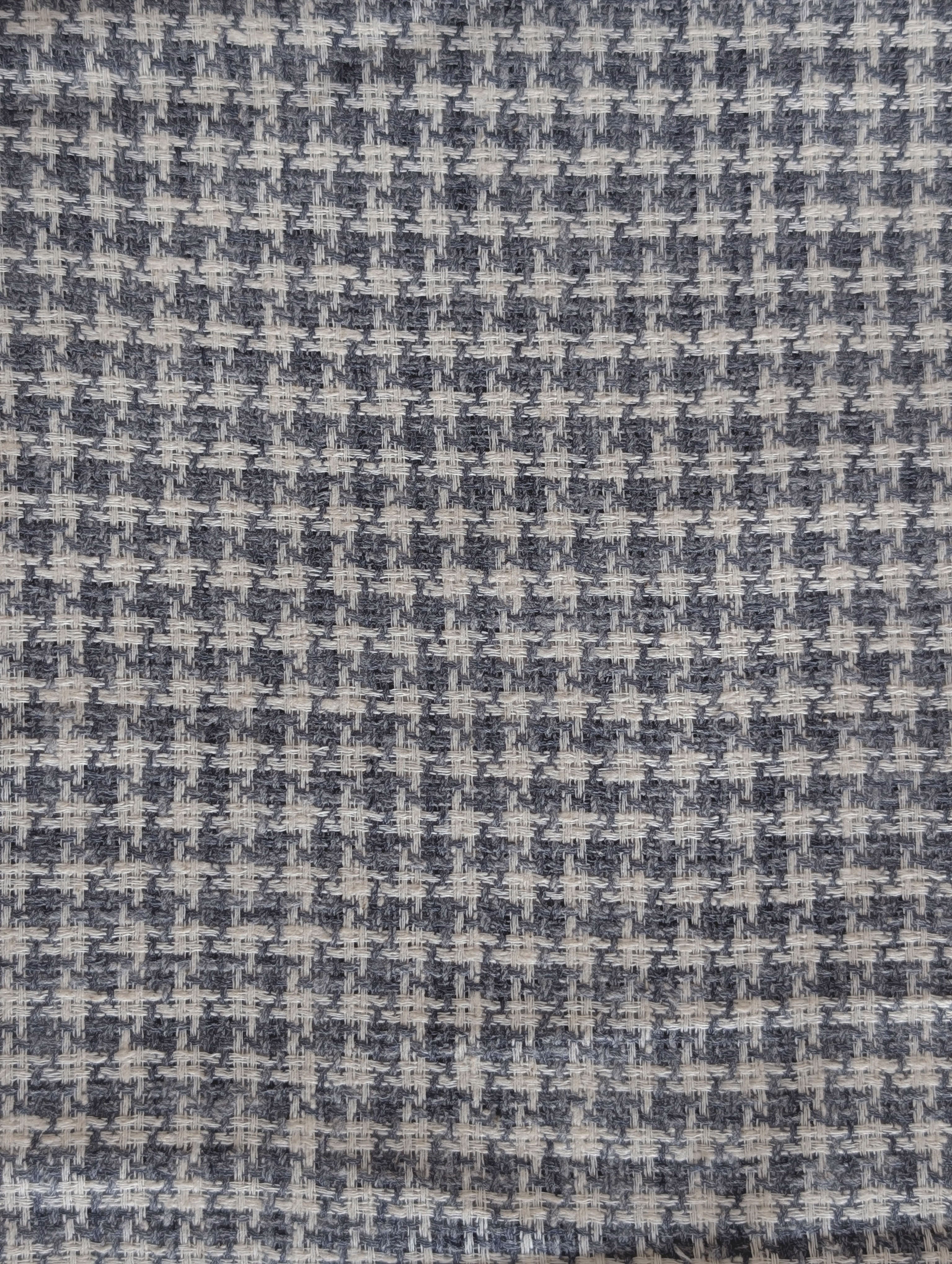 Grey Geometric Loom Textured Blended Cotton Yarn Dyed Fabric 58"
