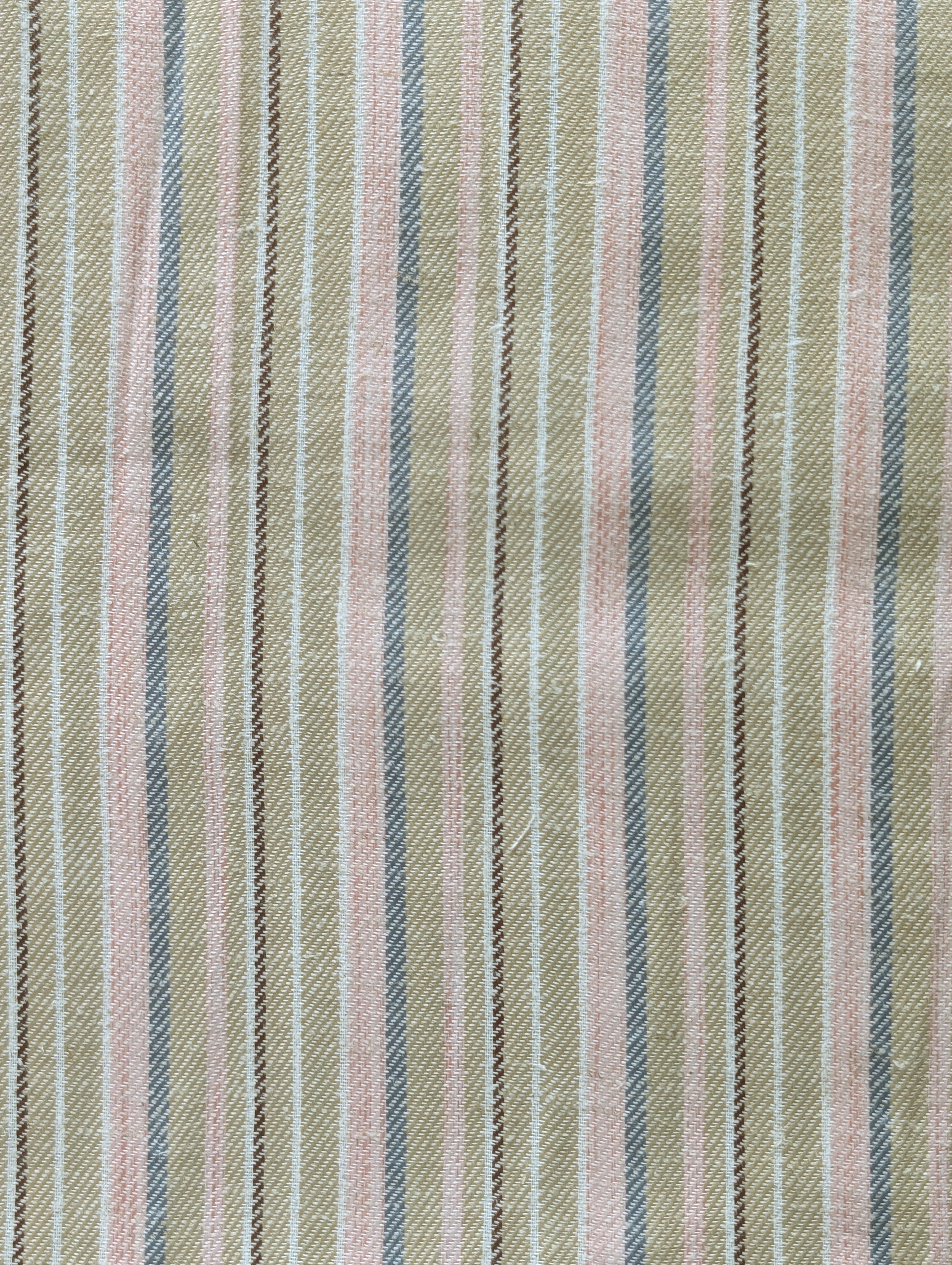 Beige Stripes Loom Textured Blended Cotton Yarn Dyed Fabric 58"