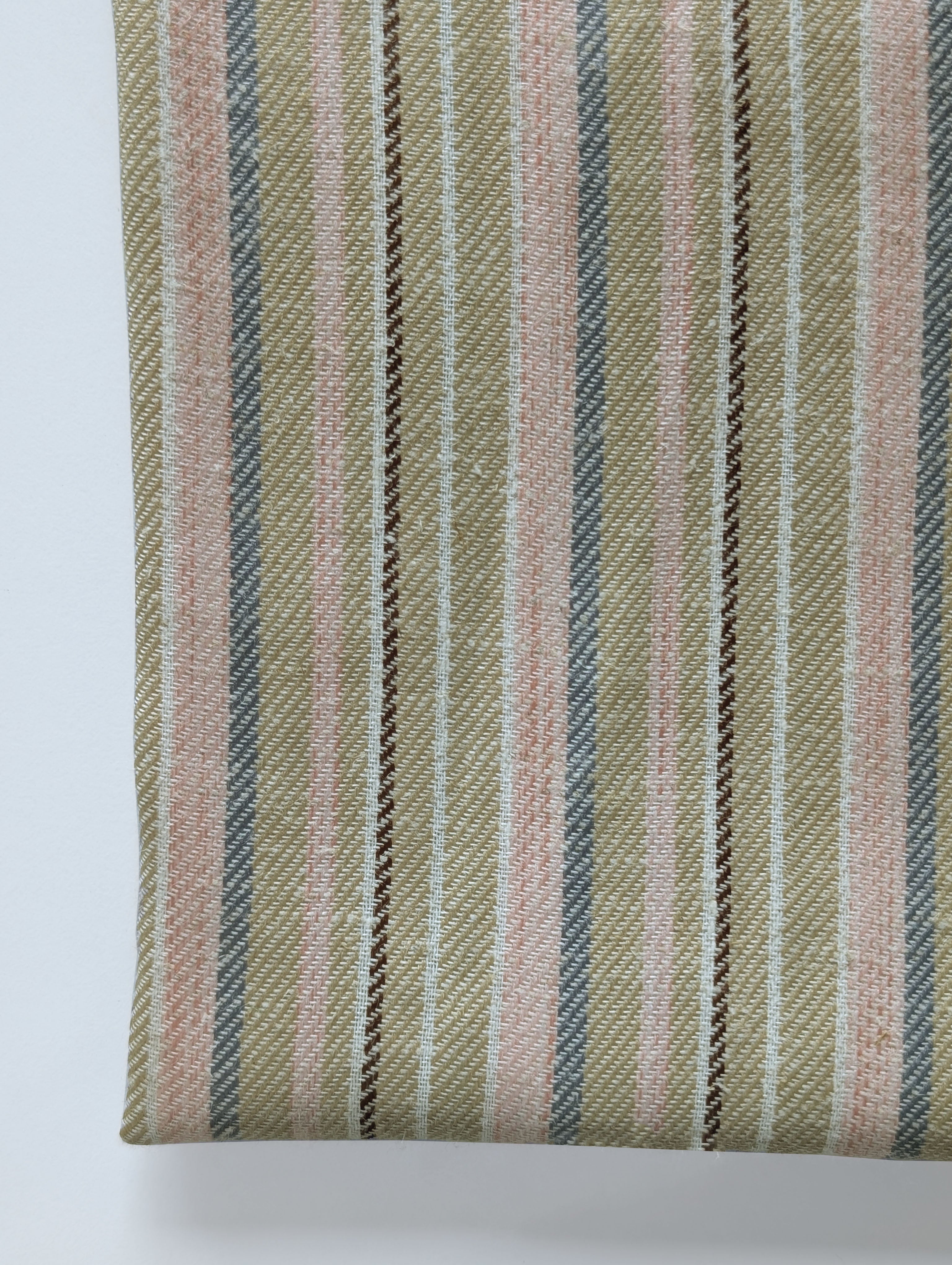 Beige Stripes Loom Textured Blended Cotton Yarn Dyed Fabric 58"