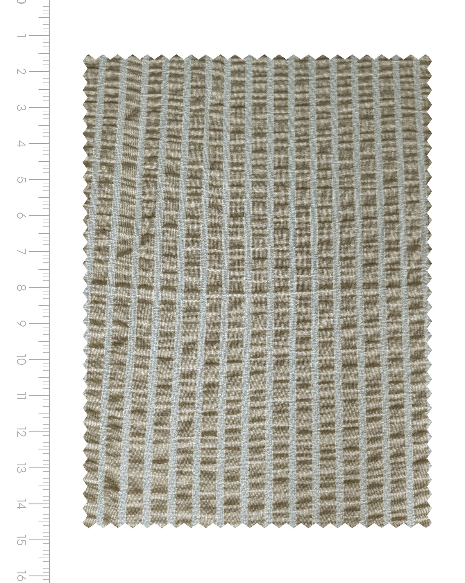 Beige Stripes Seersucker Blended Cotton Yarn Dyed Fabric 50"