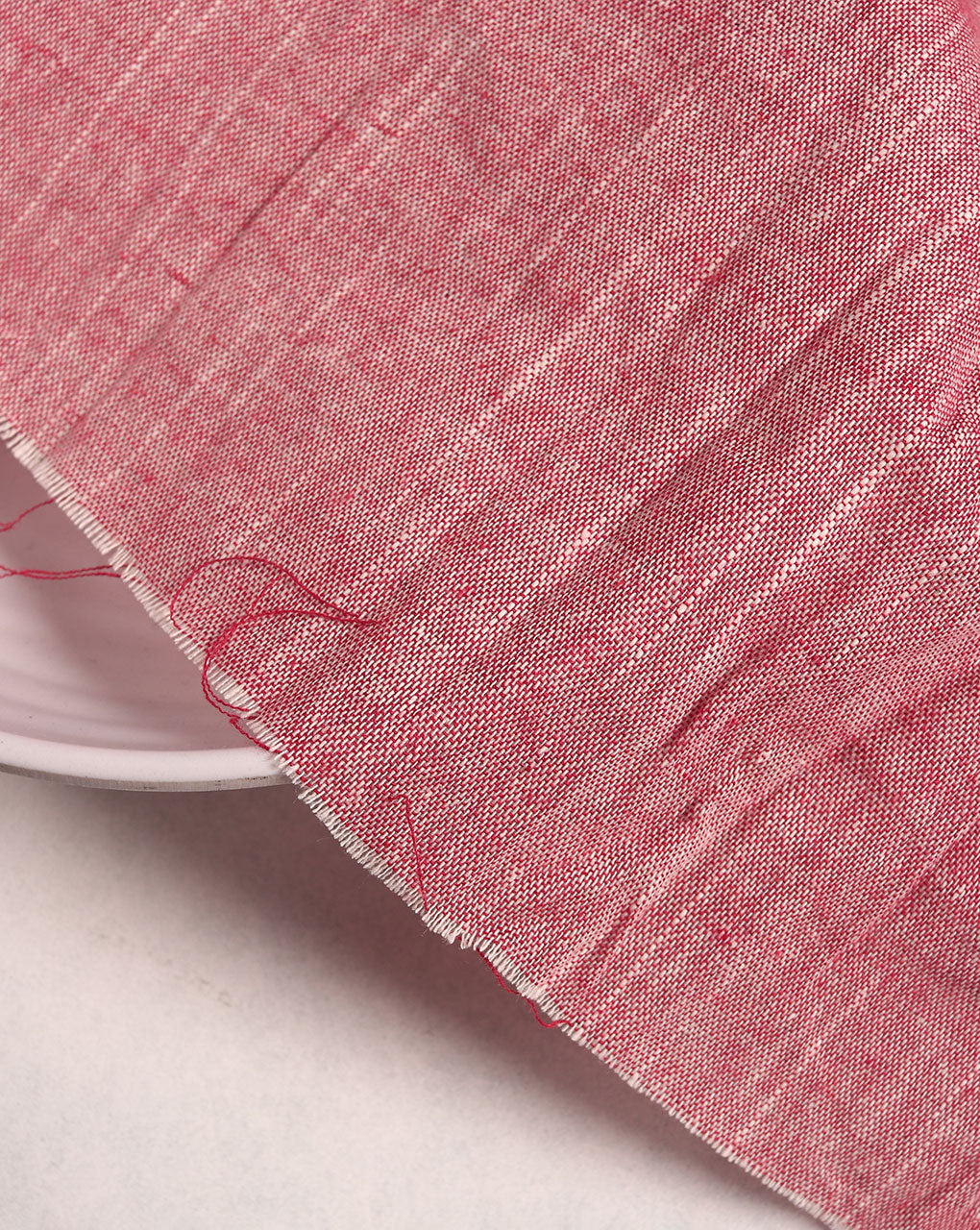 Red Chambray Slub Cotton Fabric