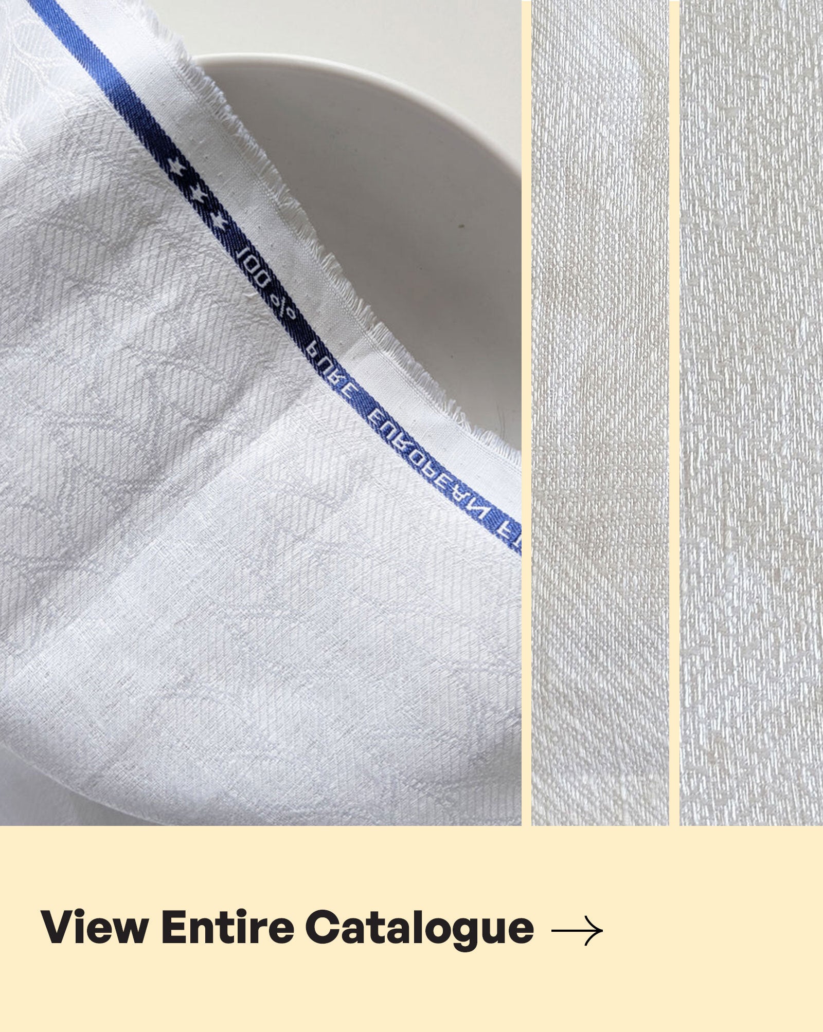 White 60 Lea Pure Jacquard Linen Fabric 58"
