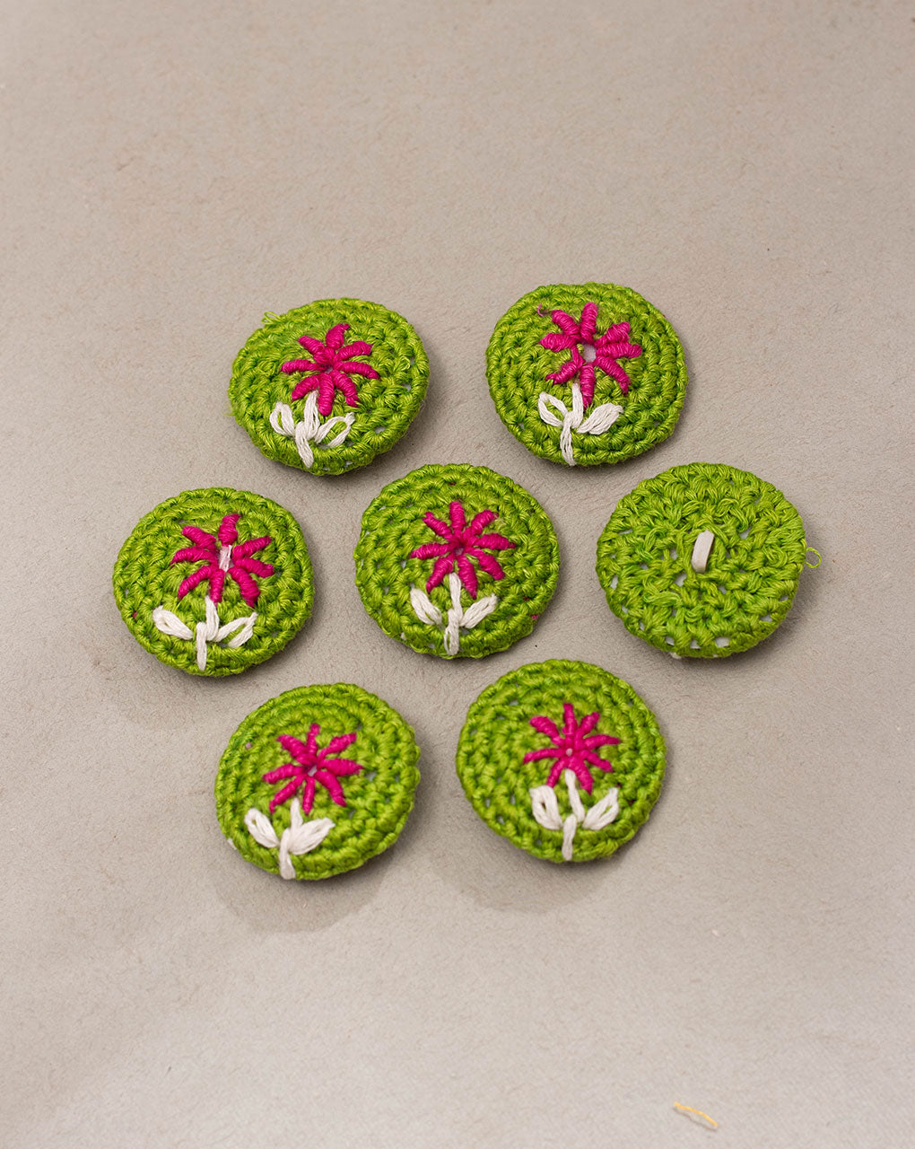 Floral Crochet Hand Embroidered Button - Fabriclore.com