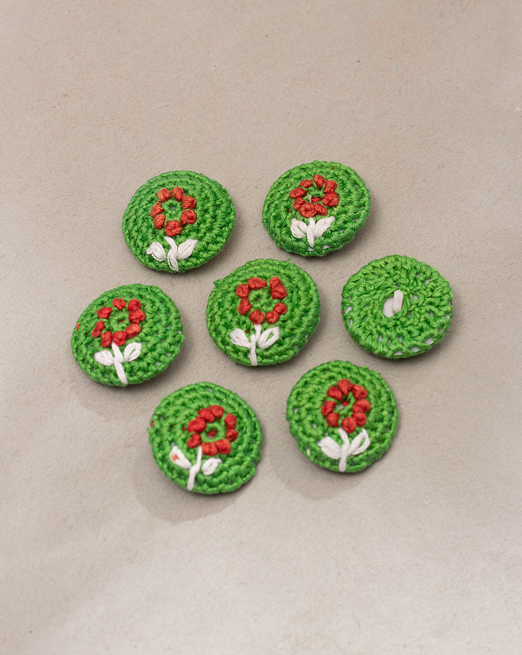 Floral Crochet Hand Embroidered Button - Fabriclore.com