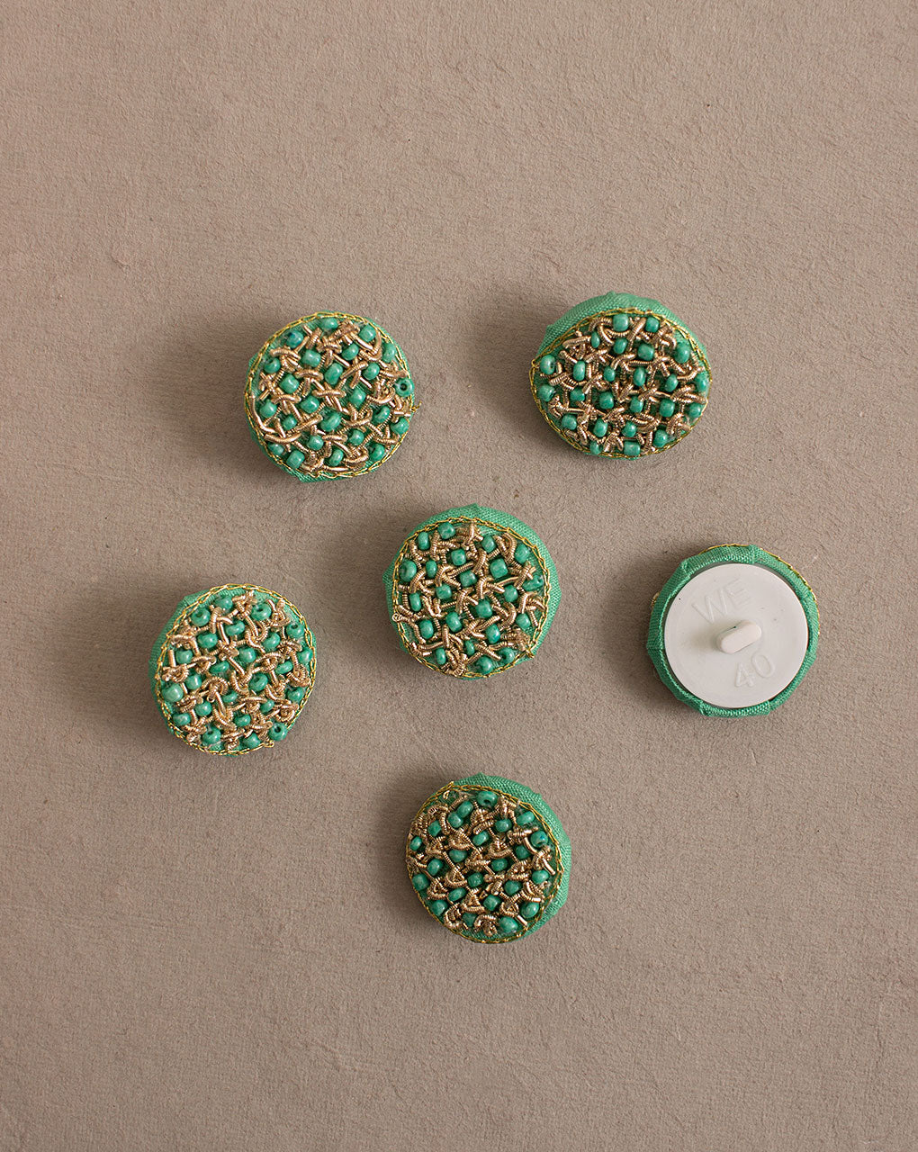 Floral Zardozi Hand Embroidered Button ( Single Piece ) - Fabriclore.com