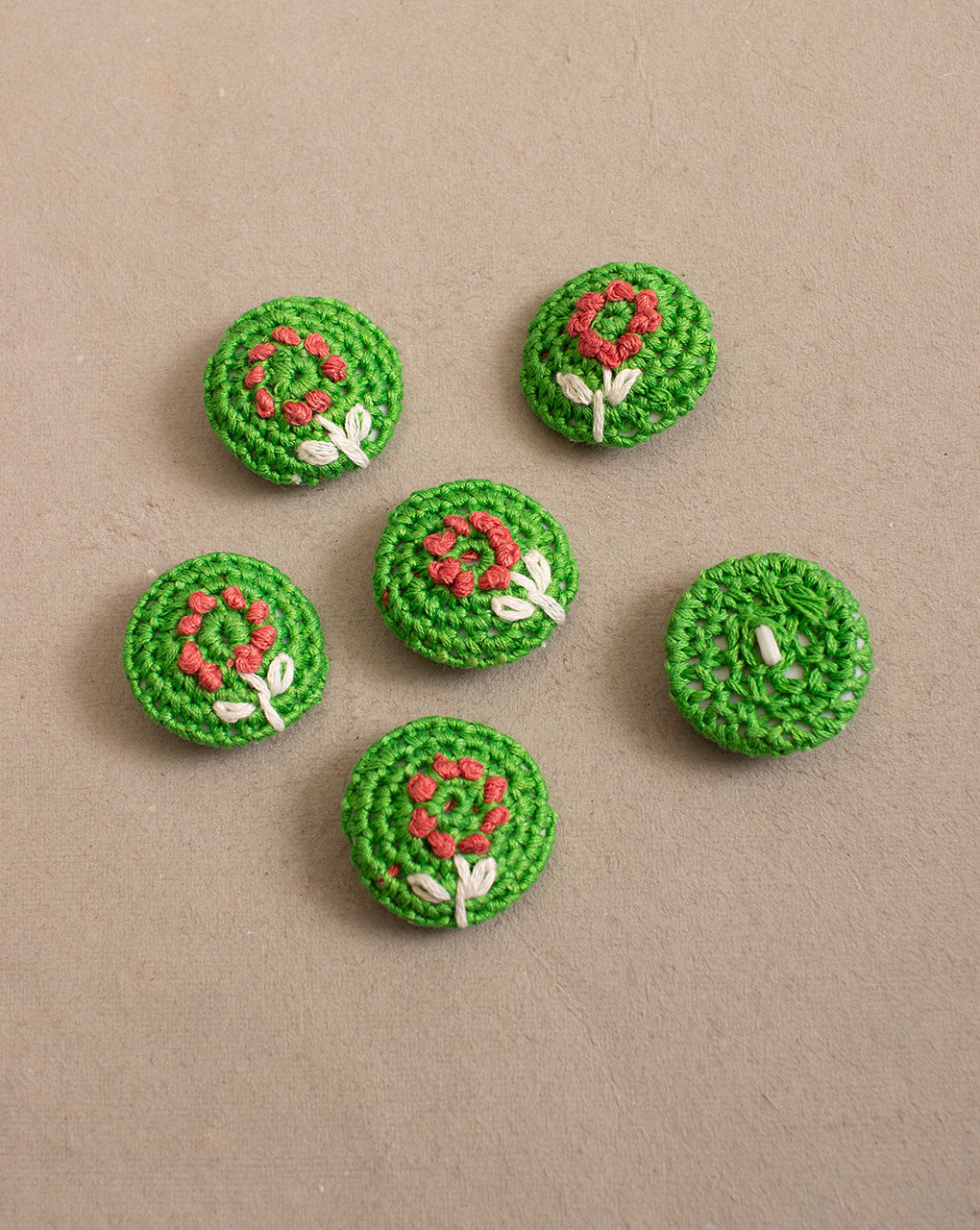 Floral Crochet Hand Embroidered Button ( Single Piece ) - Fabriclore.com