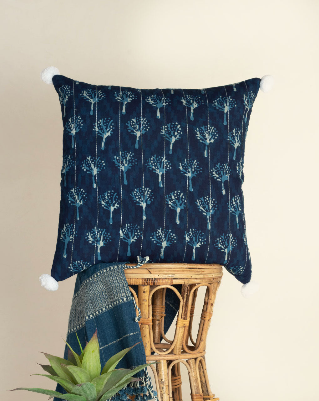 Hand Crafted Akola Rayon Modal Cushion Cover ( 18X18 Inches ) - Fabriclore.com