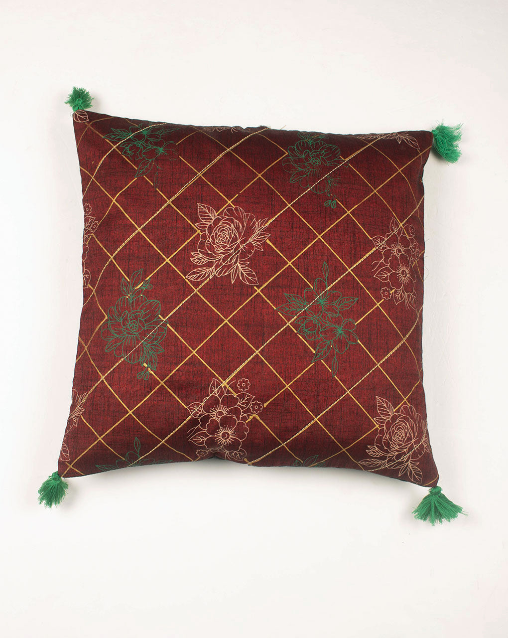 Hand Crafted Rayon Cushion Cover ( 16X16 Inches ) - Fabriclore.com