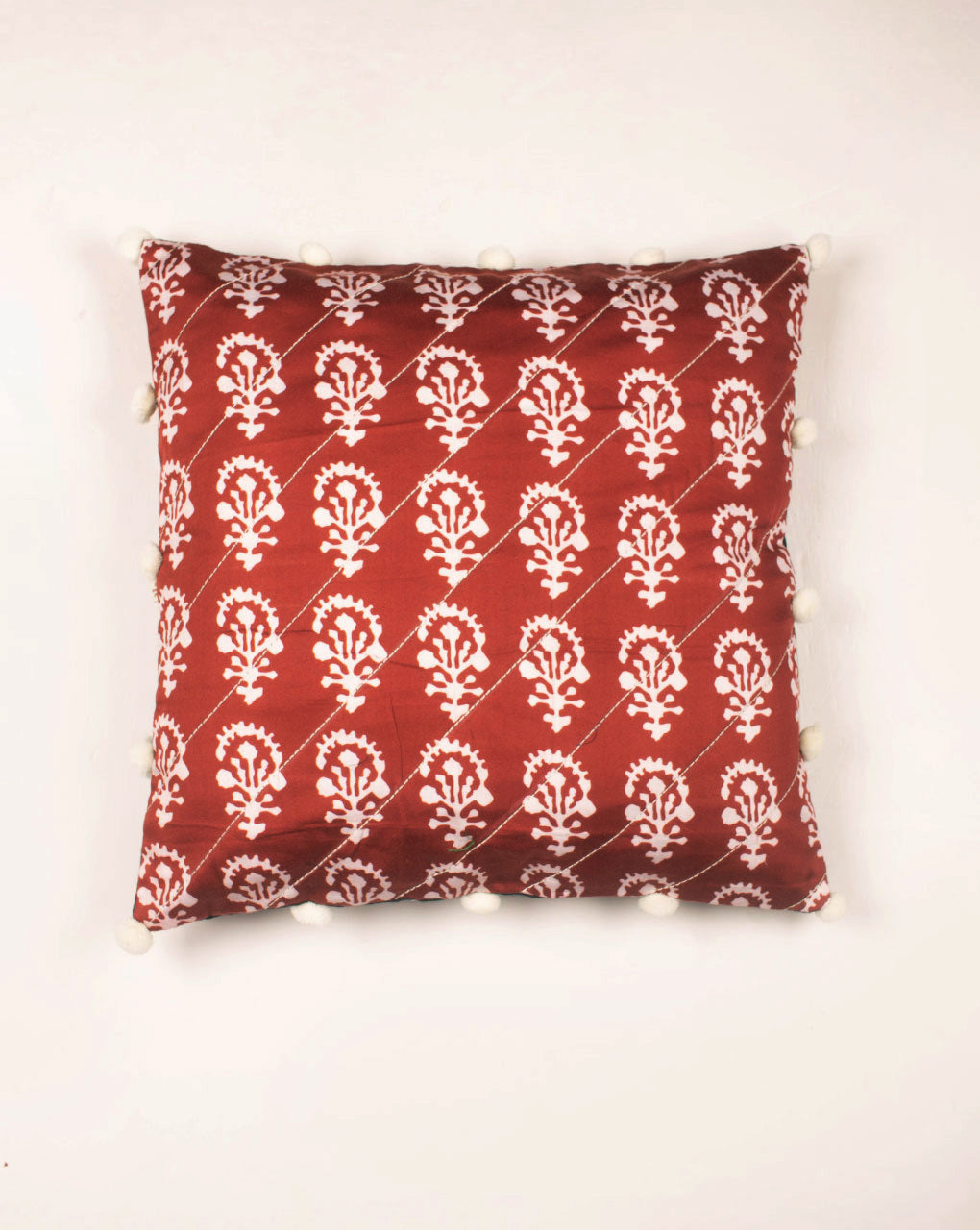 Hand Crafted Glazed Cotton Cushion Cover ( 16X16 Inches ) - Fabriclore.com