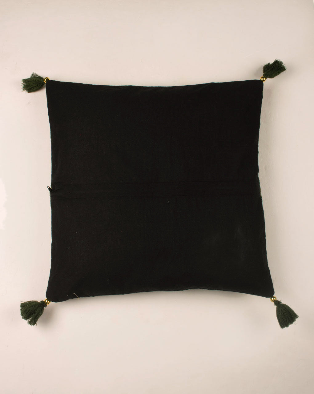 Hand Crafted JacquardChanderi Cushion Cover ( 16X16 Inches ) - Fabriclore.com