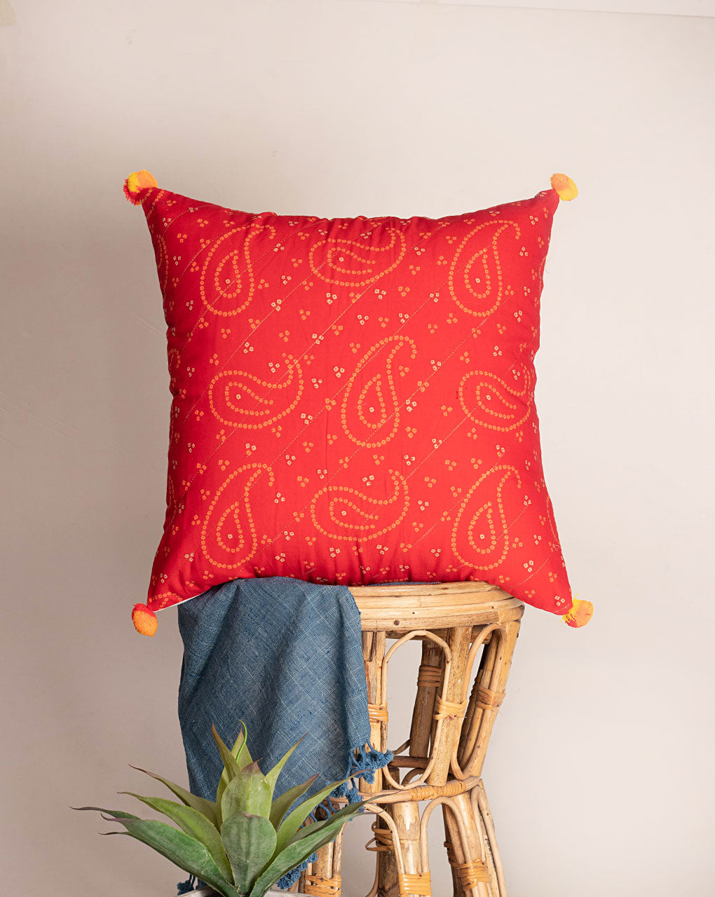 Hand Crafted Cotton Cushion Cover ( 18X18 Inches ) - Fabriclore.com