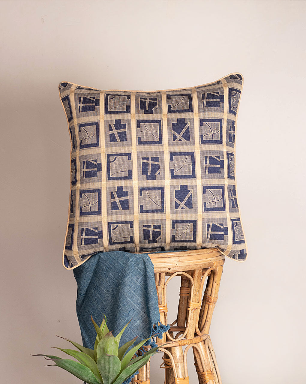 Hand Crafted Chanderi Cushion Cover ( 18X18 Inches ) - Fabriclore.com