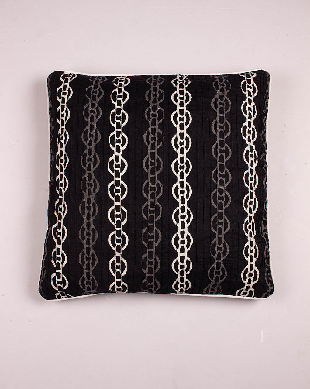 Hand Crafted Pin Tucks Cotton Cushion Cover ( 16X16 Inches ) - Fabriclore.com