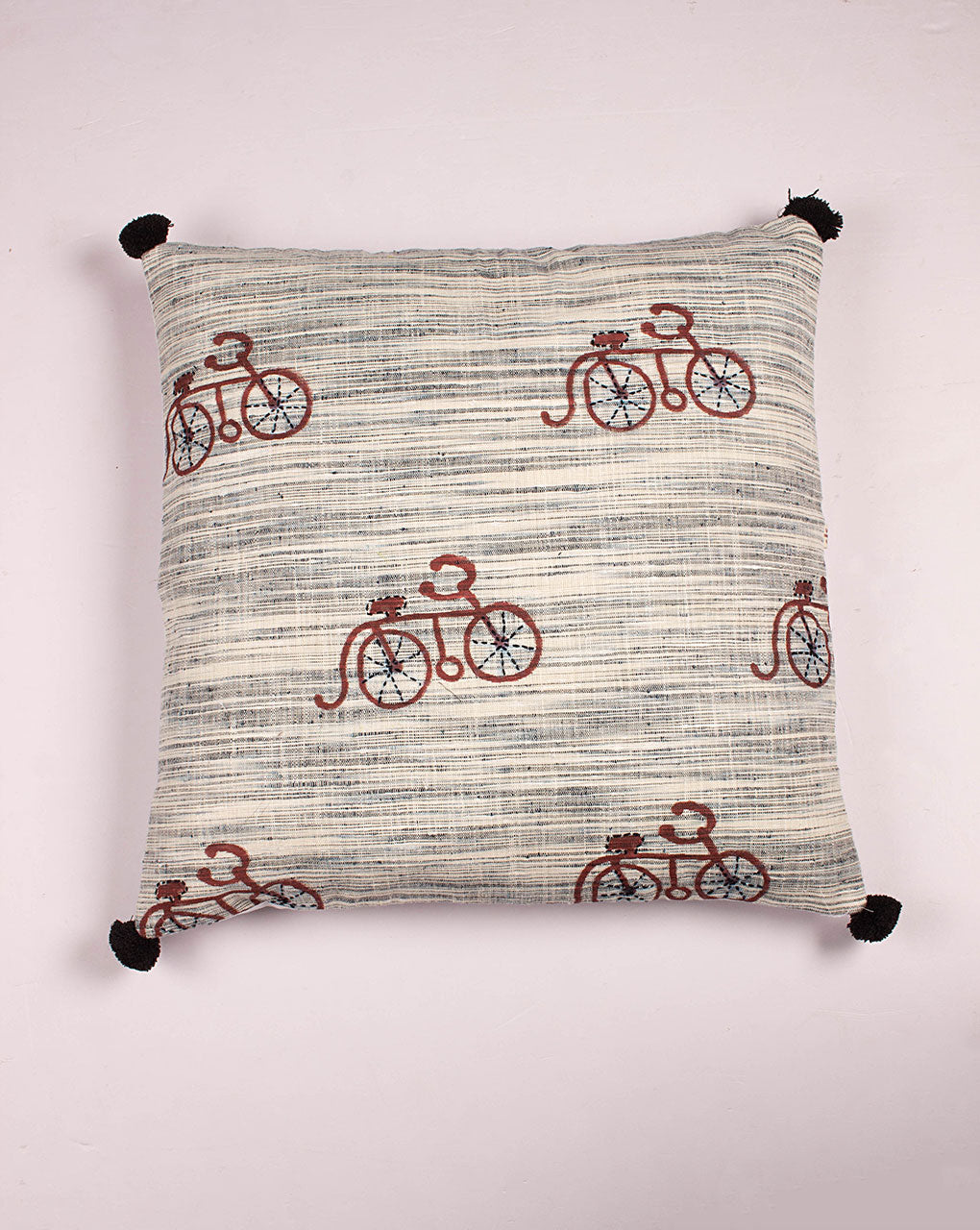 Hand Crafted Khadi Cotton Cushion Cover ( 16X16 Inches ) - Fabriclore.com
