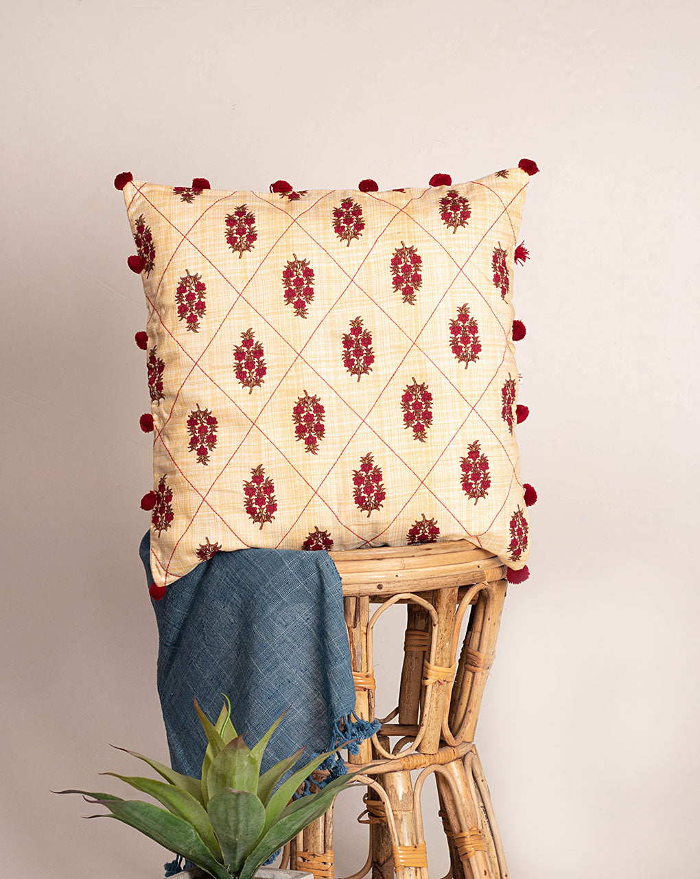 Hand Crafted Rayon Cushion Cover ( 16X16 Inches ) - Fabriclore.com