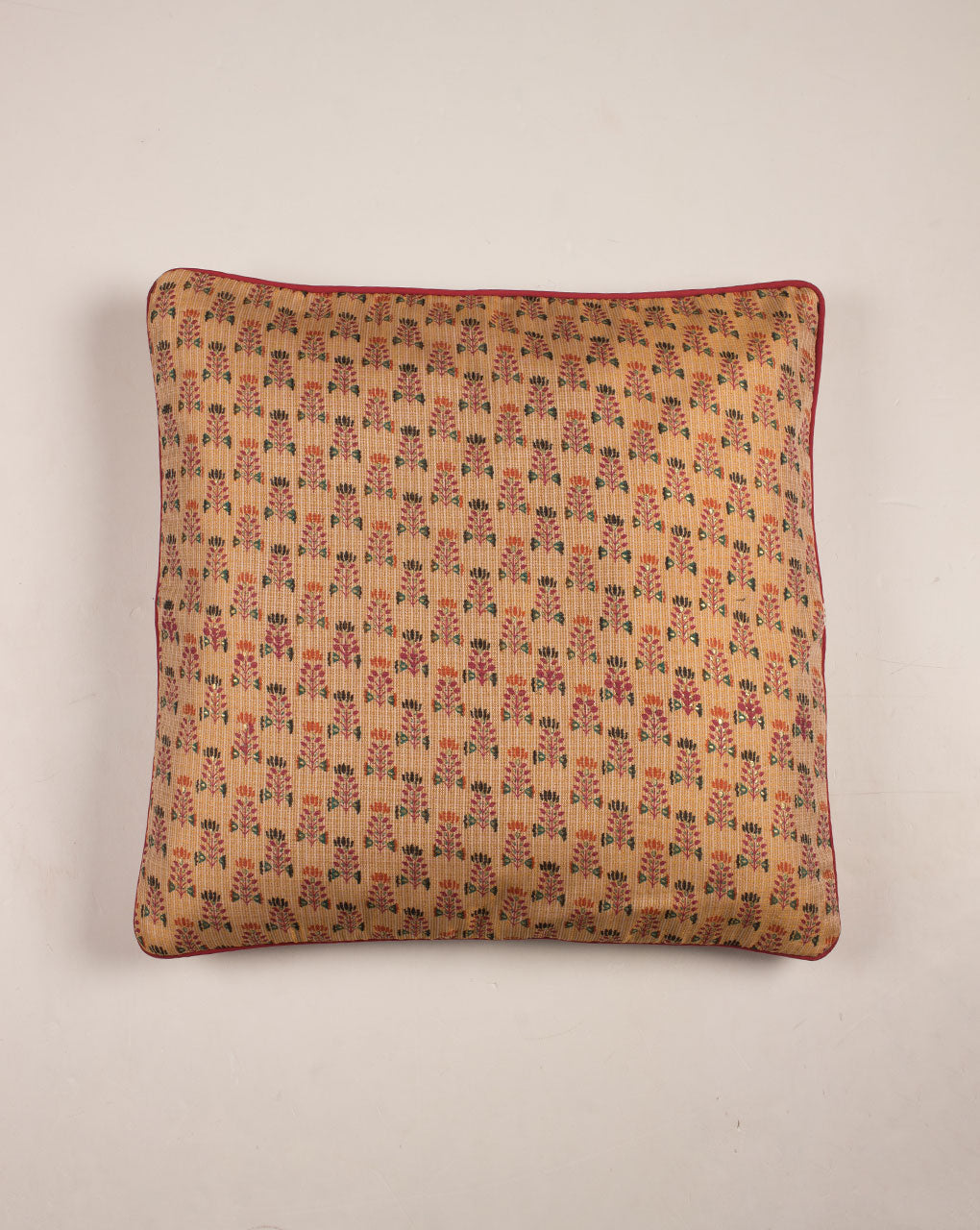 Hand Crafted Foil Kota Doria Cushion Cover ( 16X16 Inches ) - Fabriclore.com