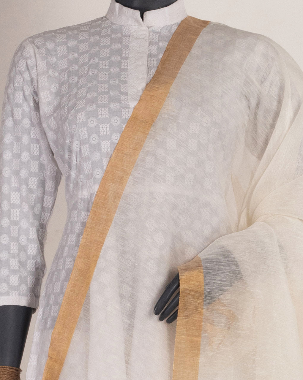 Linen Chanderi Zari Border Dupatta
