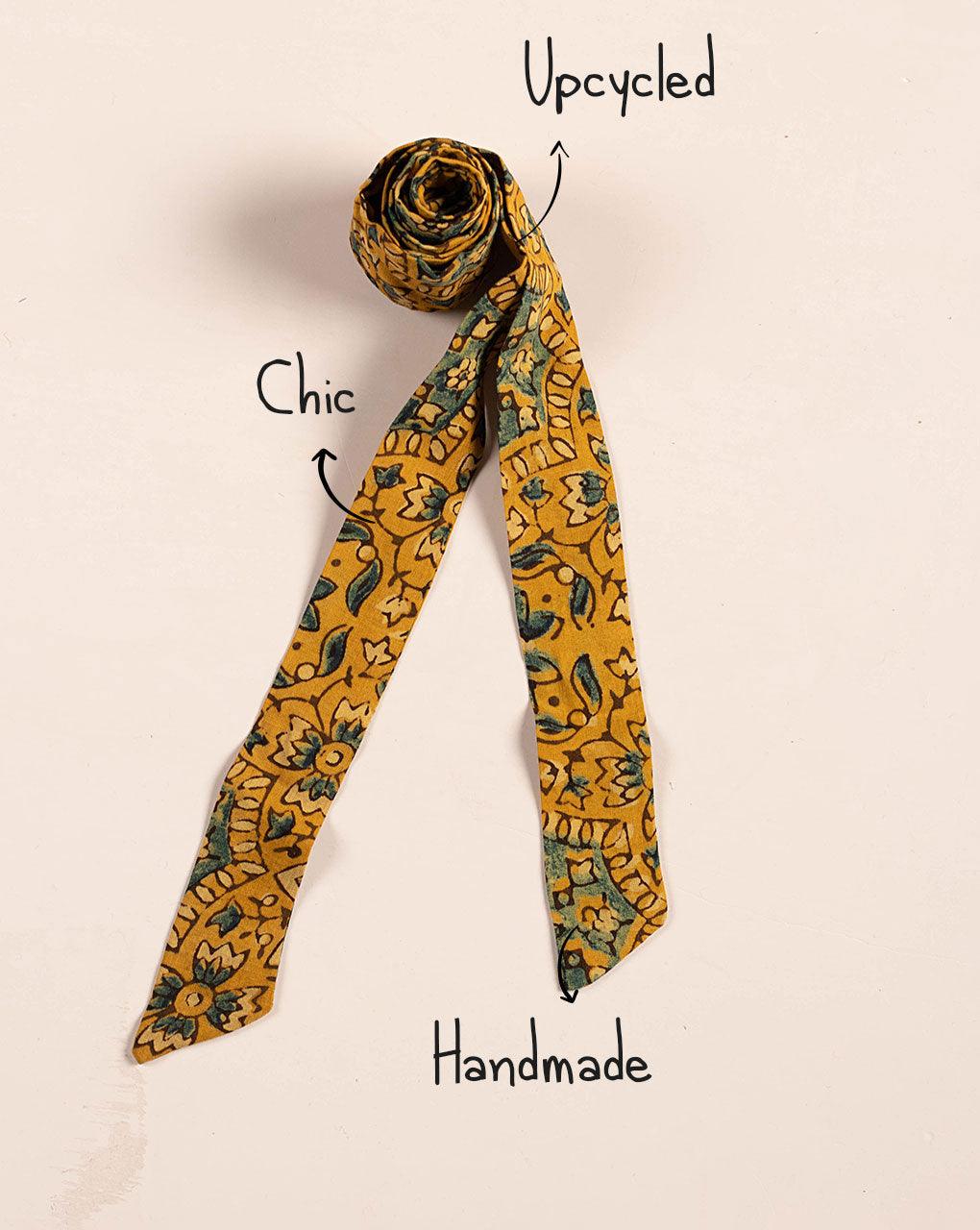 Ajrak Floral Handmade Tie Up Headband - Fabriclore.com