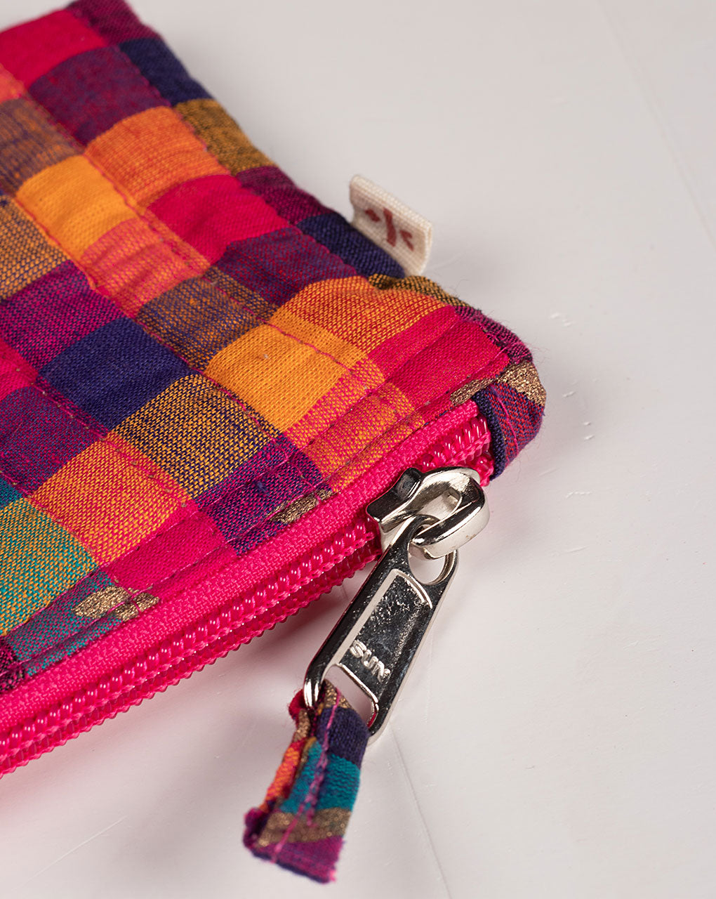 Upcycled Loom Textured Checks Pouch - Fabriclore.com