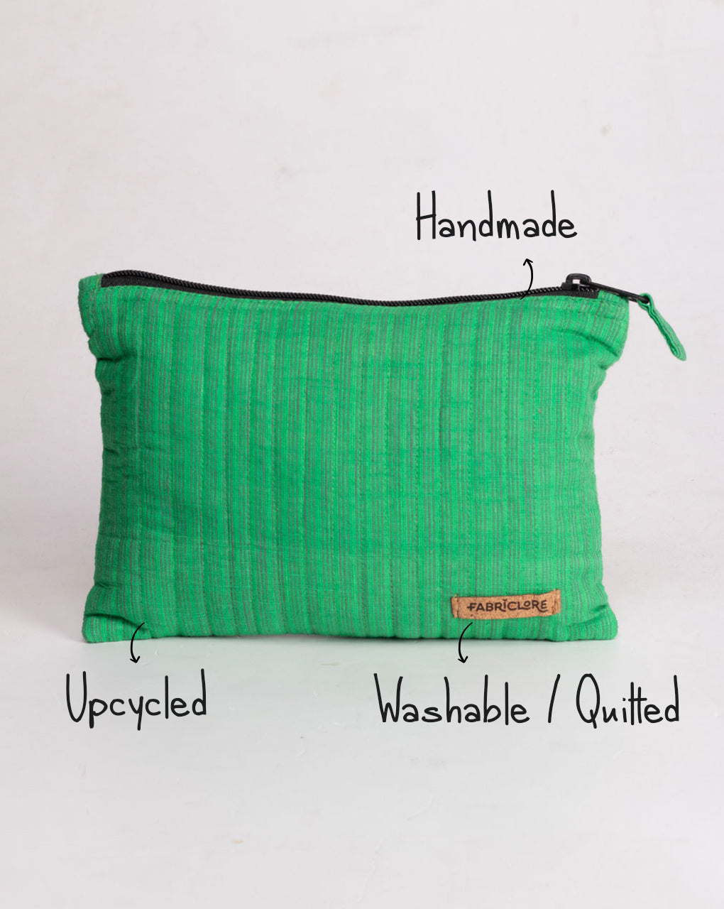Upcycled Loom Textured Stripes Pouch - Fabriclore.com