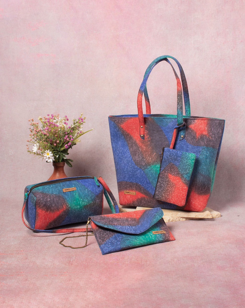 Upcycled Abstract Bags ( Set Of 4 ) - Fabriclore.com