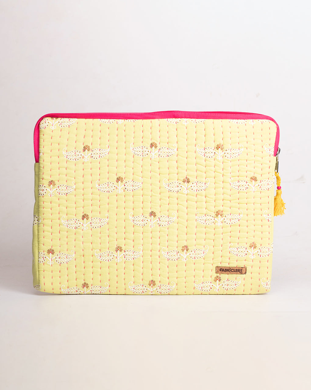 Floral Kantha Quilted Laptop Sleeve - Fabriclore.com