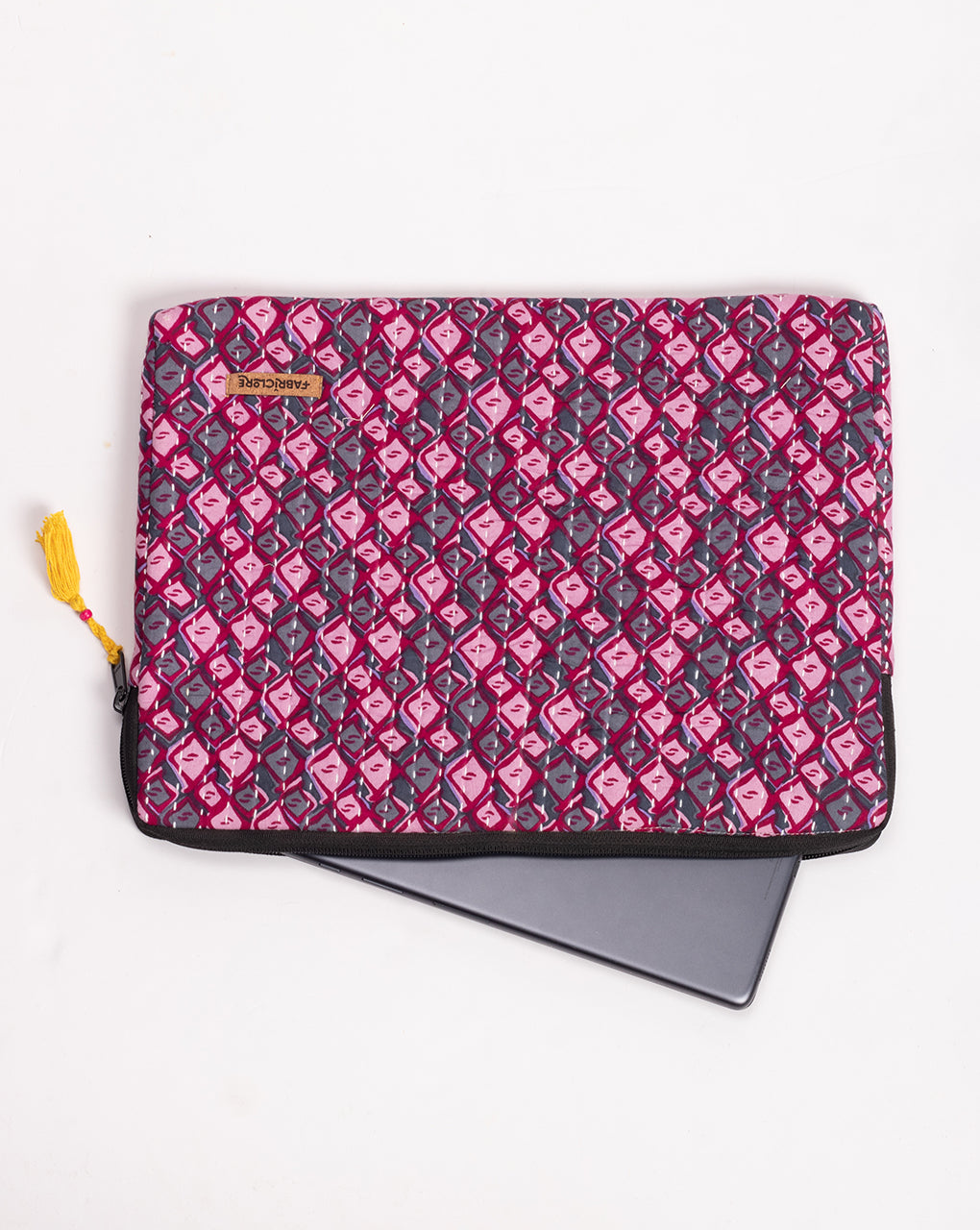 Geometric Kantha Quilted Laptop Sleeve - Fabriclore.com