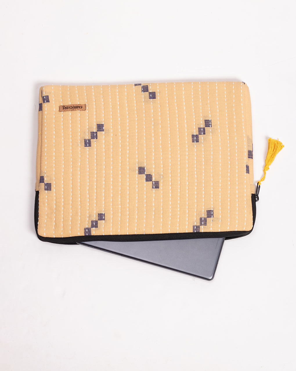 Geometric Kantha Quilted Laptop Sleeve - Fabriclore.com