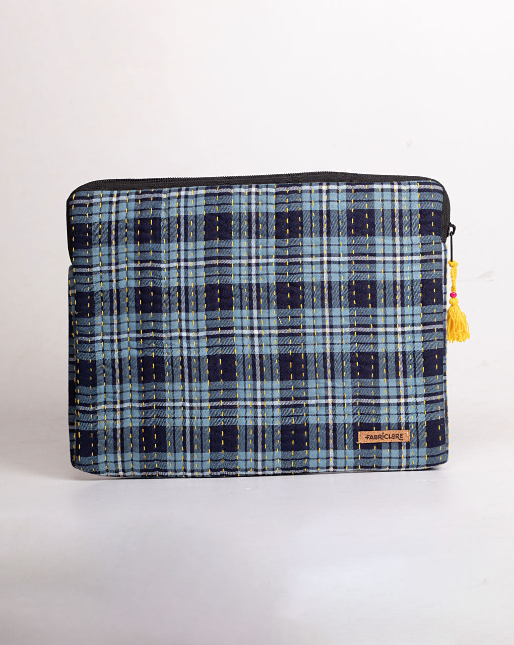 Checks Kantha Quilted Laptop Sleeve - Fabriclore.com